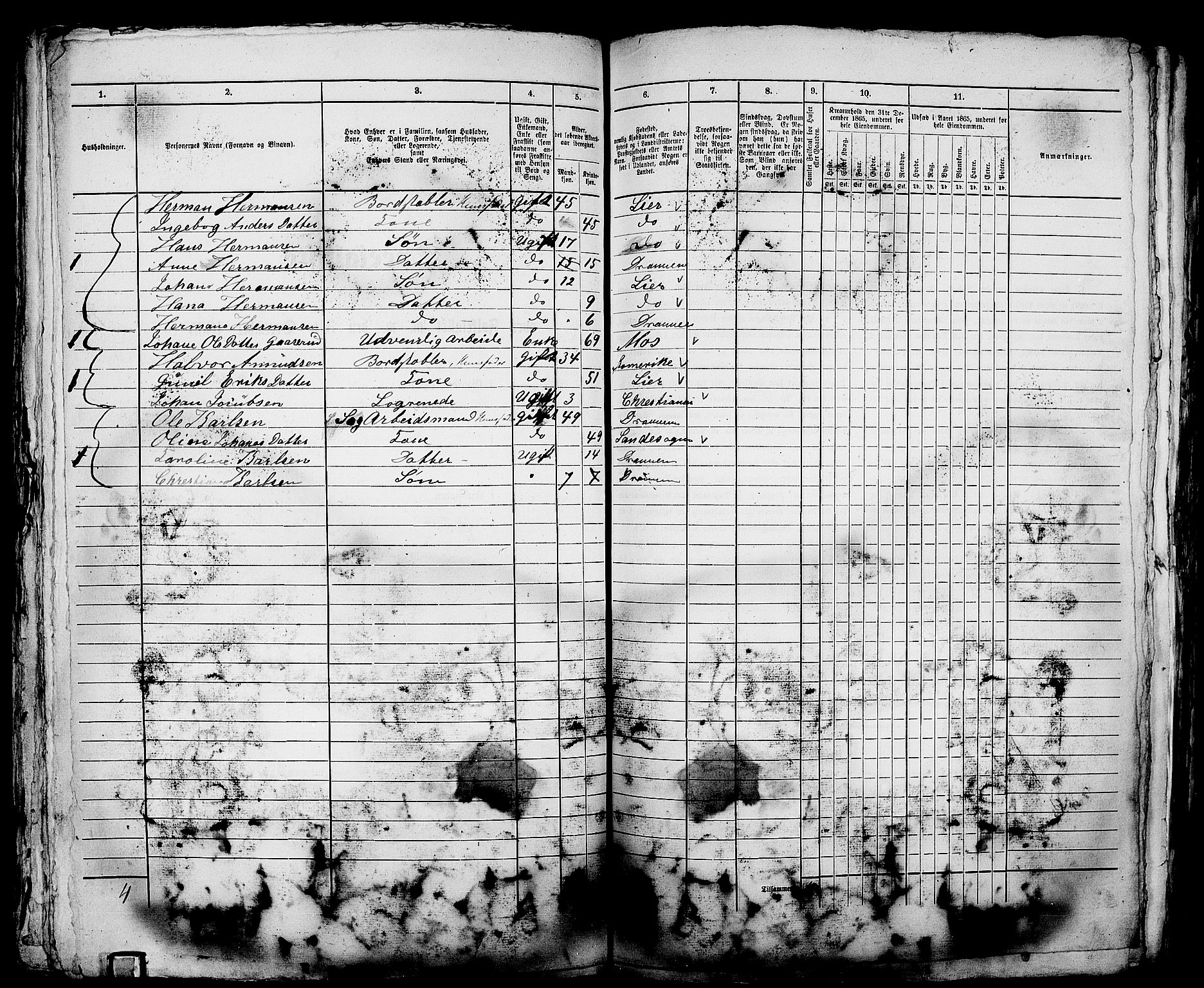 RA, 1865 census for Bragernes in Drammen, 1865, p. 922