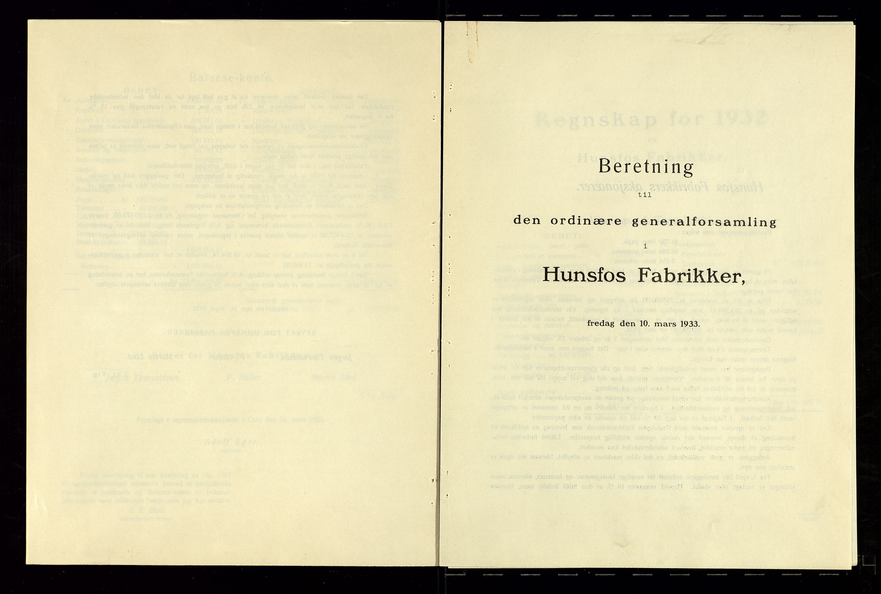 Hunsfos fabrikker, AV/SAK-D/1440/01/L0001/0003: Vedtekter, anmeldelser og årsberetninger / Årsberetninger og regnskap, 1918-1989, p. 61