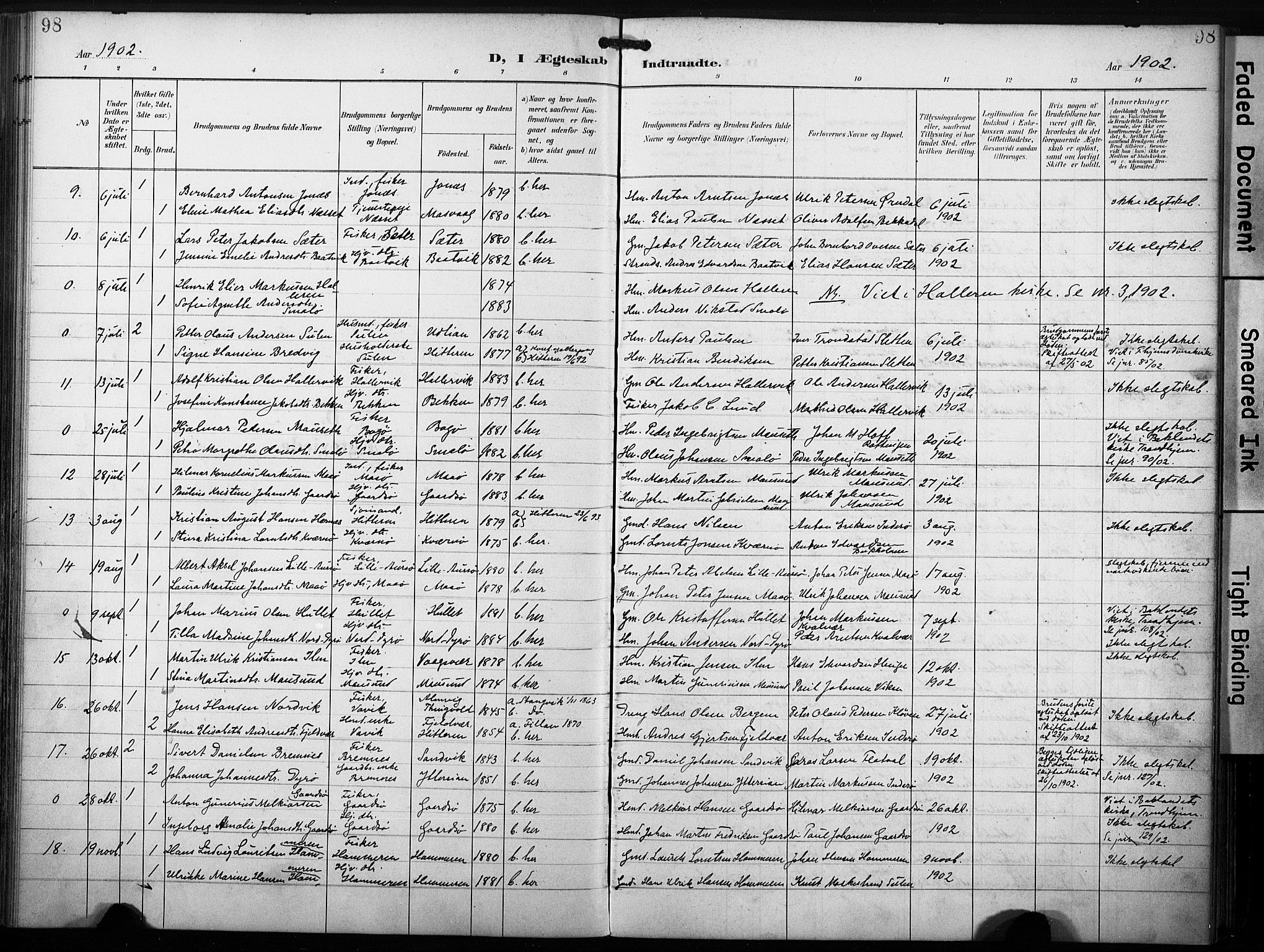 Ministerialprotokoller, klokkerbøker og fødselsregistre - Sør-Trøndelag, SAT/A-1456/640/L0580: Parish register (official) no. 640A05, 1902-1910, p. 98