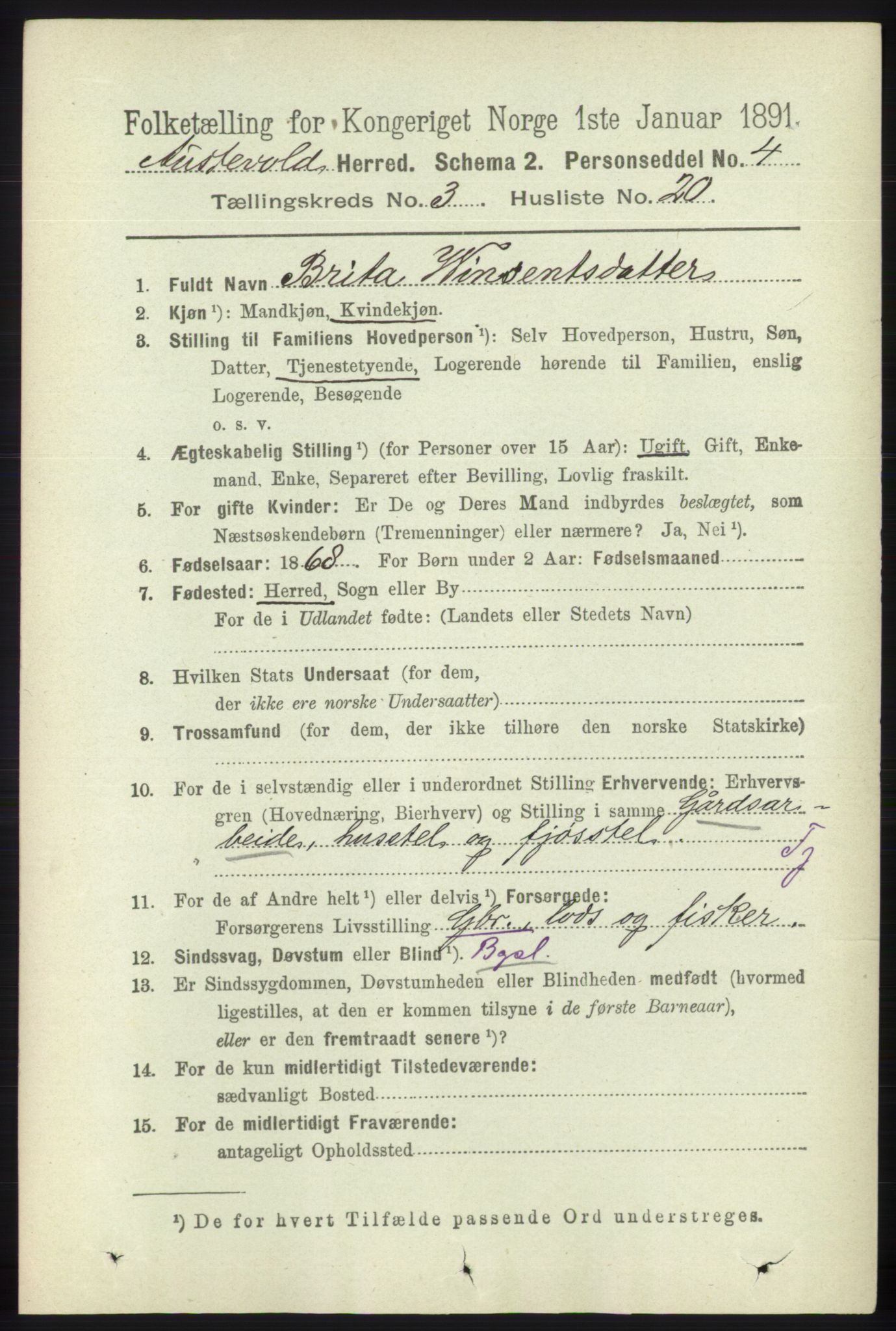 RA, 1891 census for 1244 Austevoll, 1891, p. 1099