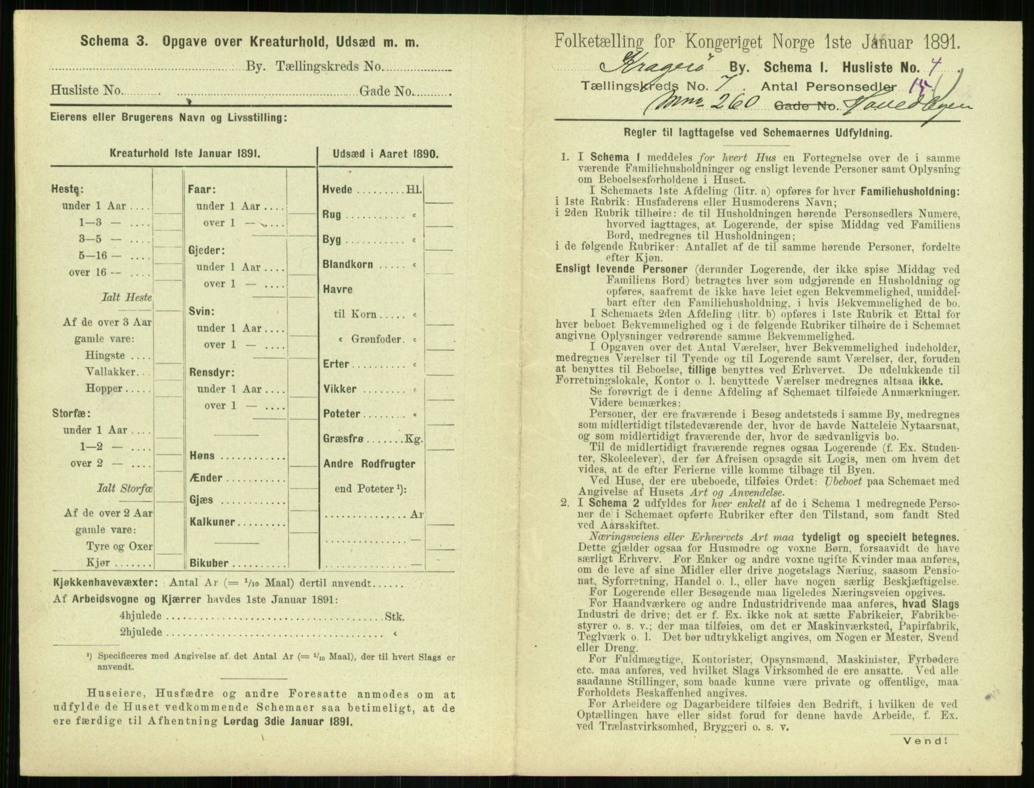 RA, 1891 census for 0801 Kragerø, 1891, p. 522