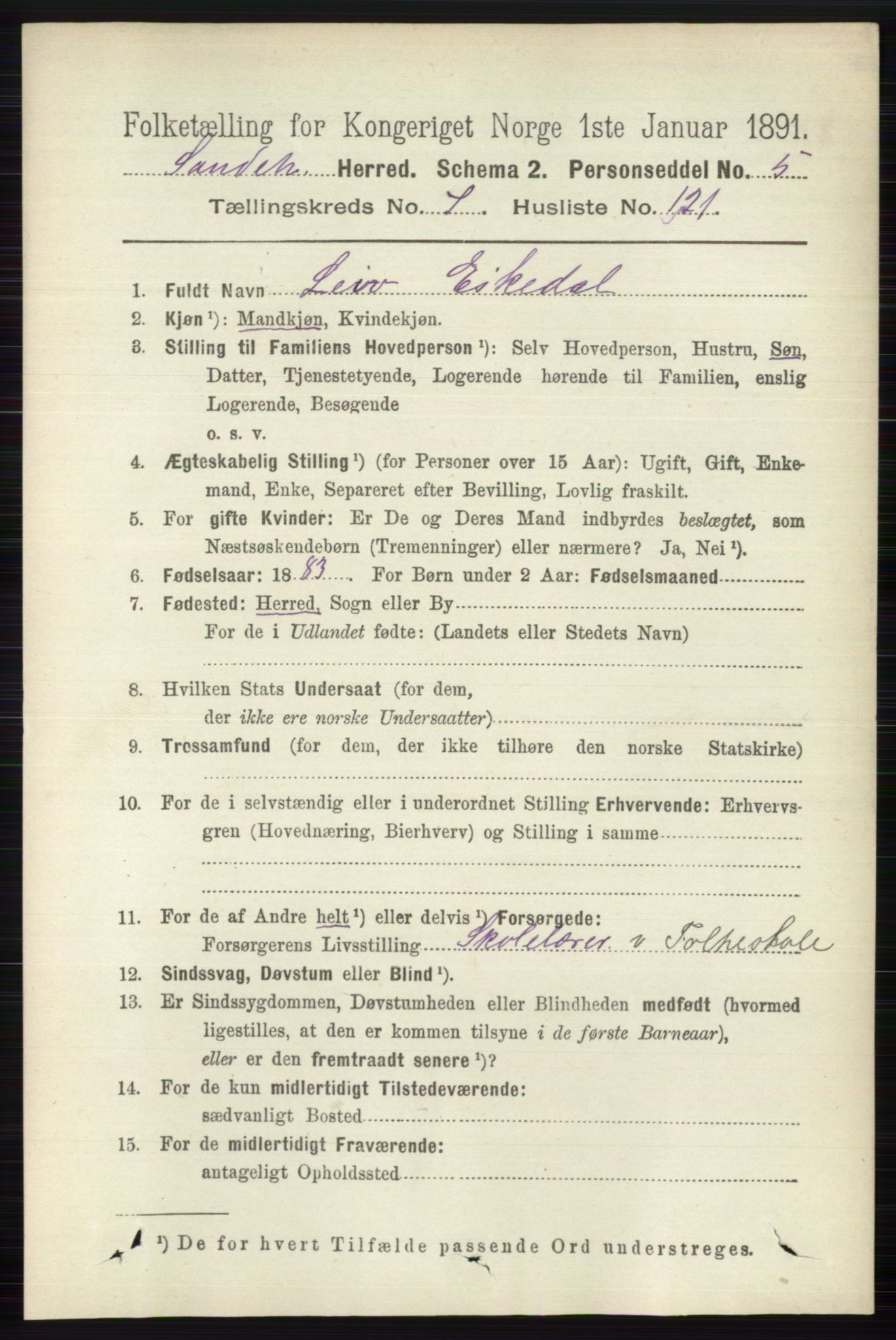 RA, 1891 census for 0724 Sandeherred, 1891, p. 4709