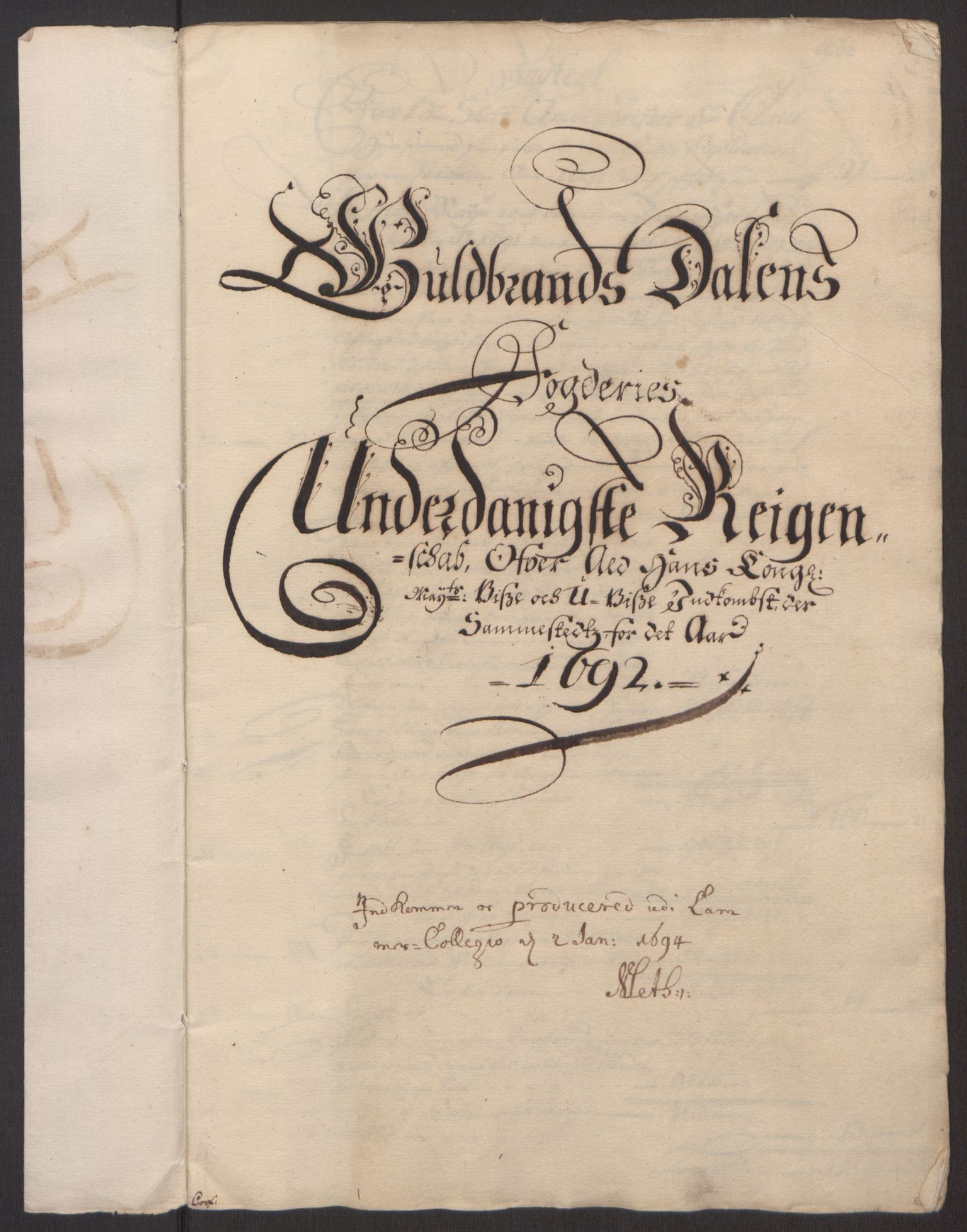 Rentekammeret inntil 1814, Reviderte regnskaper, Fogderegnskap, RA/EA-4092/R17/L1166: Fogderegnskap Gudbrandsdal, 1690-1692, p. 3