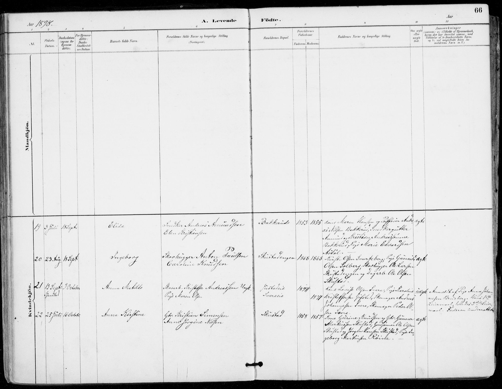 Sylling kirkebøker, AV/SAKO-A-247/F/Fa/L0001: Parish register (official) no. 1, 1883-1910, p. 66