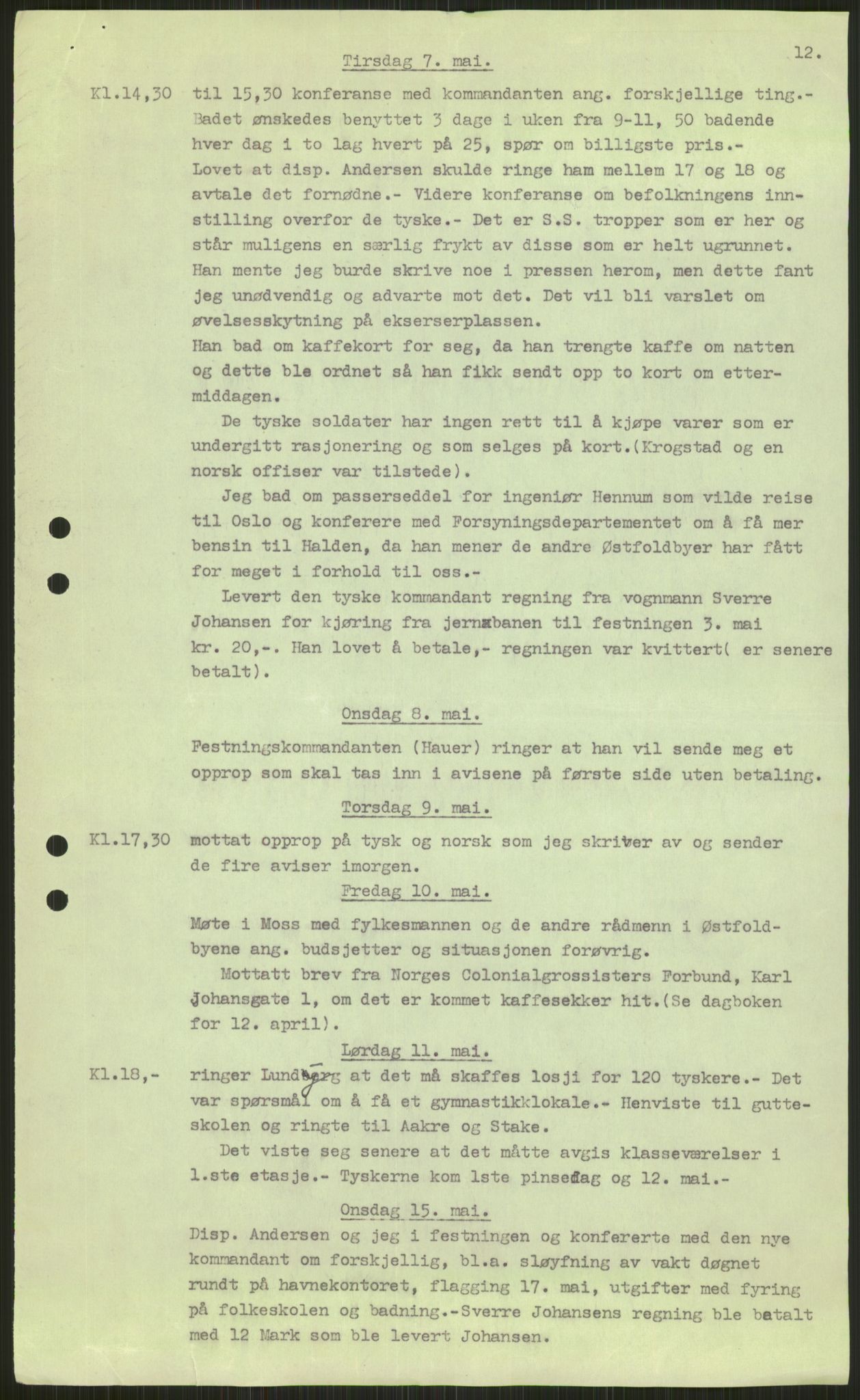 Forsvaret, Forsvarets krigshistoriske avdeling, AV/RA-RAFA-2017/Y/Ya/L0013: II-C-11-31 - Fylkesmenn.  Rapporter om krigsbegivenhetene 1940., 1940, p. 78