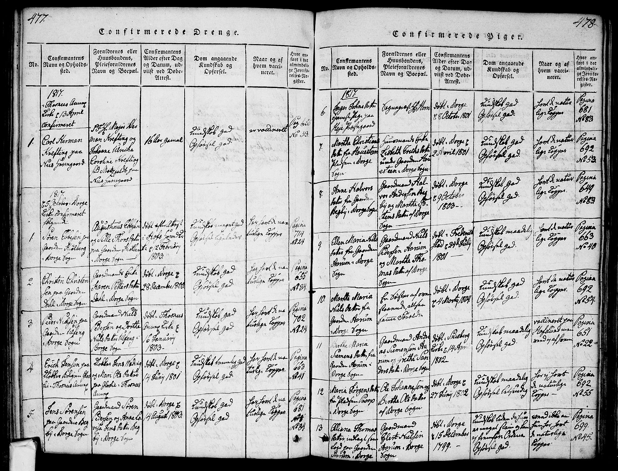 Borge prestekontor Kirkebøker, AV/SAO-A-10903/F/Fa/L0003: Parish register (official) no. I 3, 1815-1836, p. 477-478