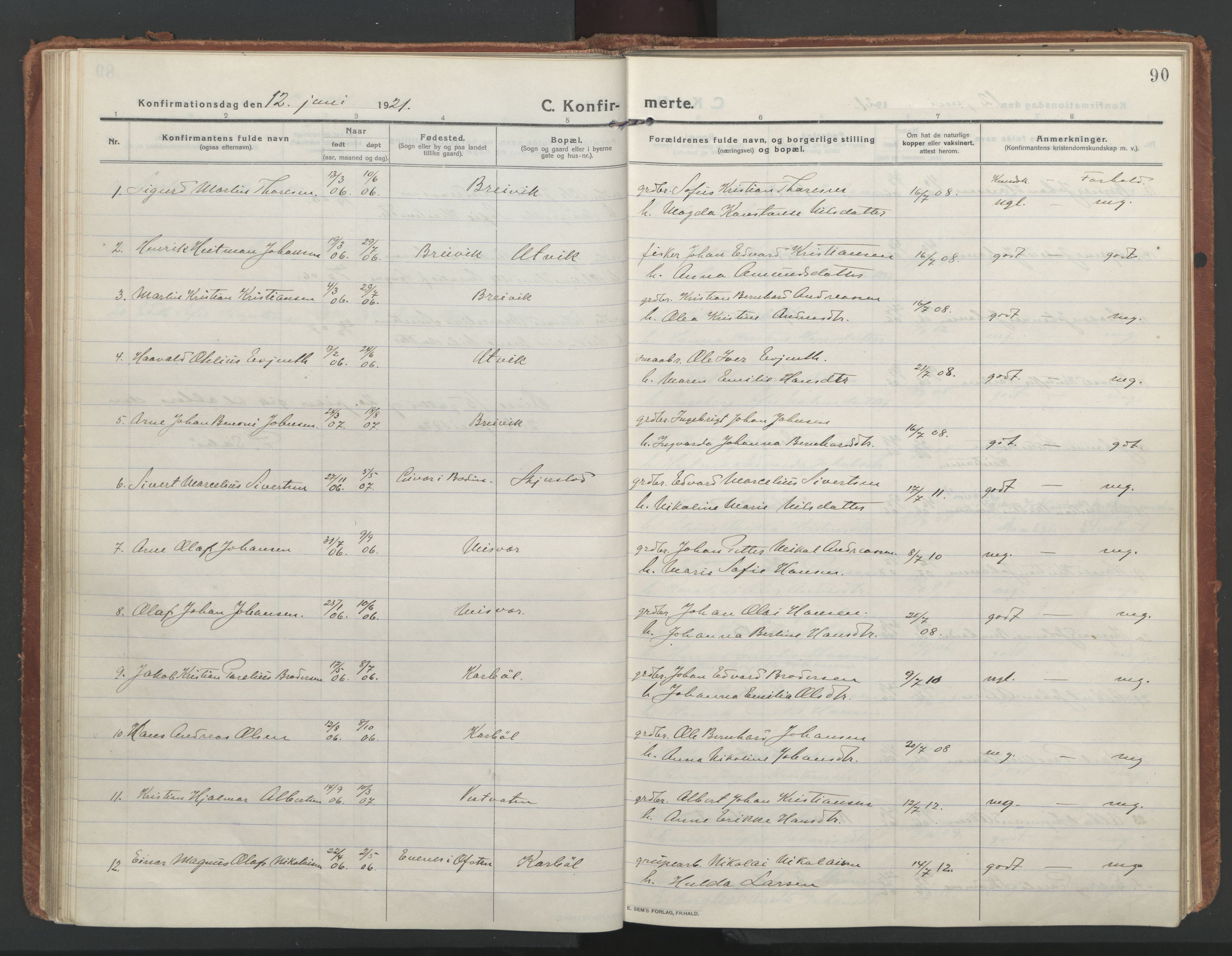 Ministerialprotokoller, klokkerbøker og fødselsregistre - Nordland, SAT/A-1459/852/L0748: Parish register (official) no. 852A18, 1913-1932, p. 90