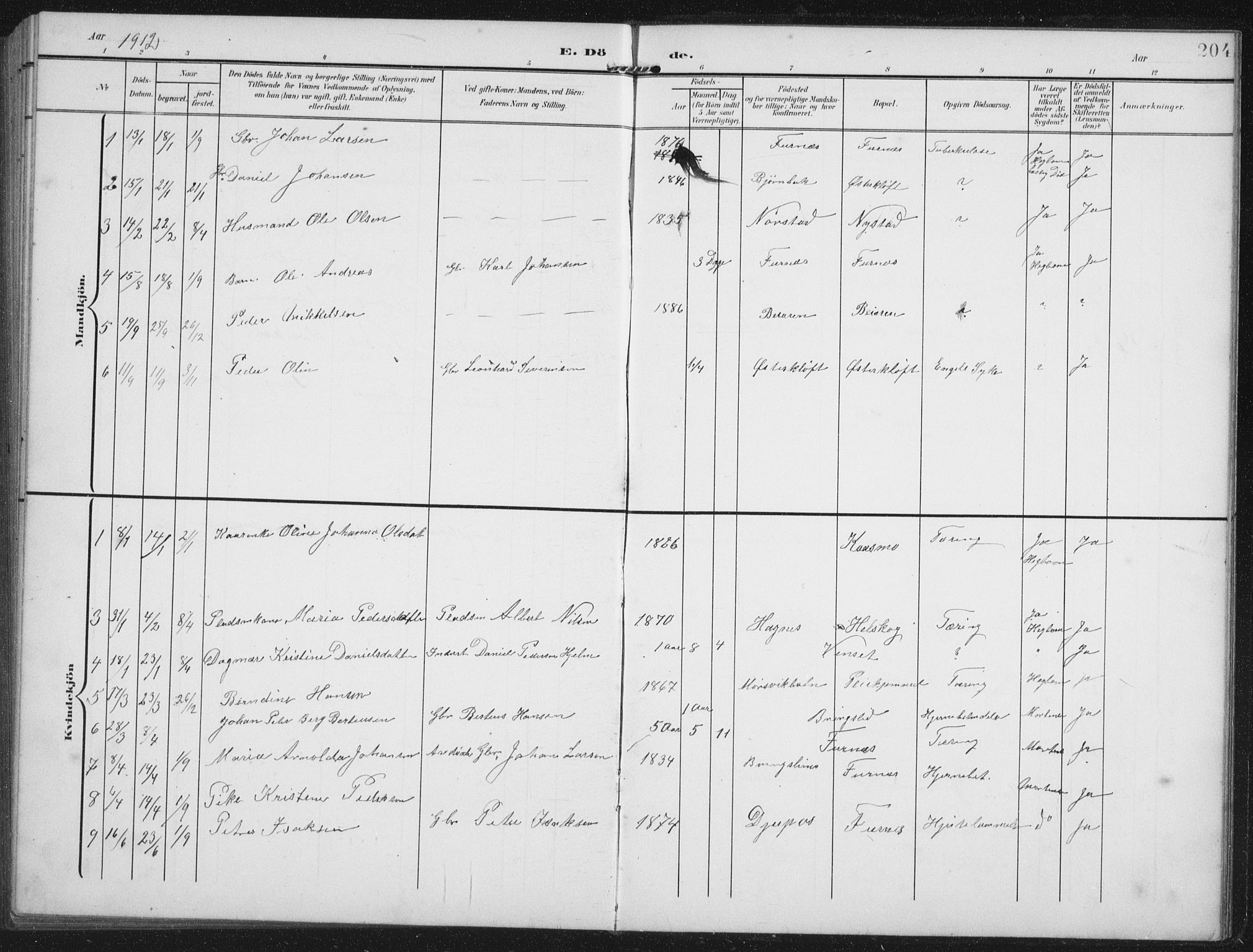 Ministerialprotokoller, klokkerbøker og fødselsregistre - Nordland, AV/SAT-A-1459/851/L0726: Parish register (copy) no. 851C01, 1902-1924, p. 204