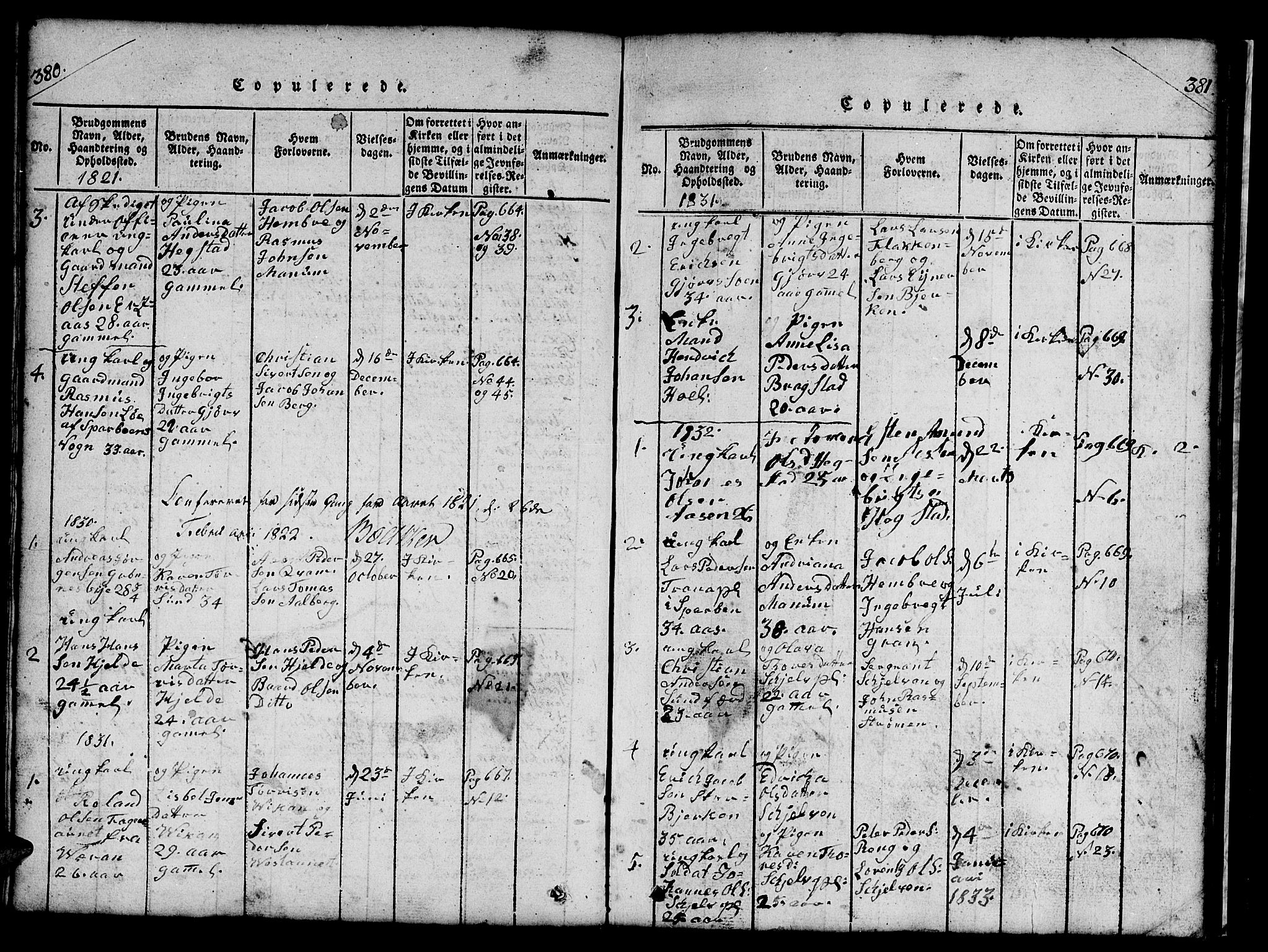 Ministerialprotokoller, klokkerbøker og fødselsregistre - Nord-Trøndelag, SAT/A-1458/732/L0317: Parish register (copy) no. 732C01, 1816-1881, p. 380-381