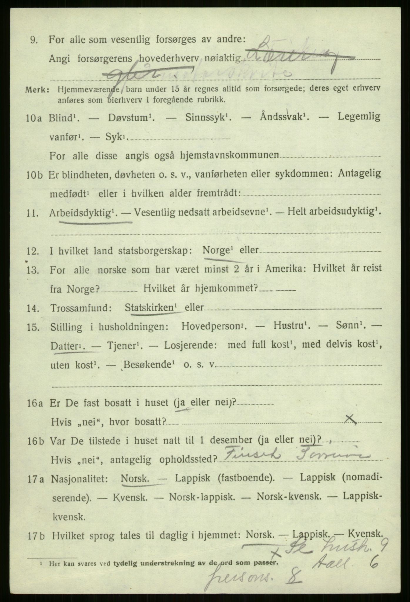 SATØ, 1920 census for Sørreisa, 1920, p. 3889