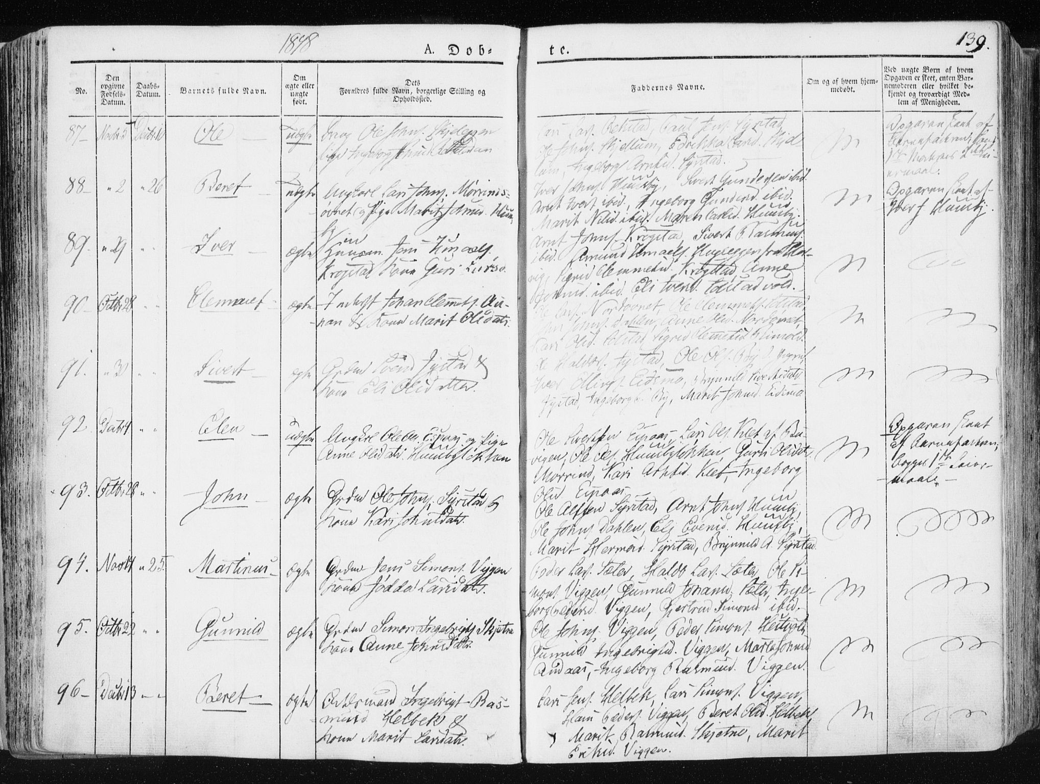 Ministerialprotokoller, klokkerbøker og fødselsregistre - Sør-Trøndelag, AV/SAT-A-1456/665/L0771: Parish register (official) no. 665A06, 1830-1856, p. 139