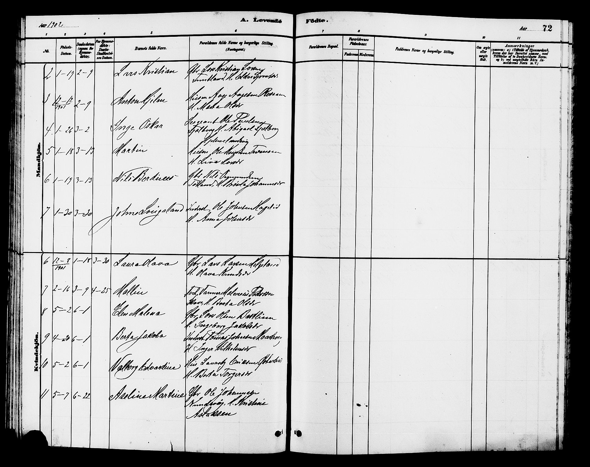 Hjelmeland sokneprestkontor, SAST/A-101843/01/V/L0007: Parish register (copy) no. B 7, 1880-1909, p. 72