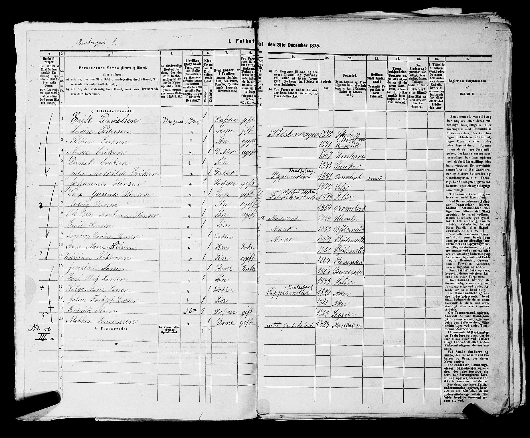 RA, 1875 census for 0301 Kristiania, 1875, p. 6397