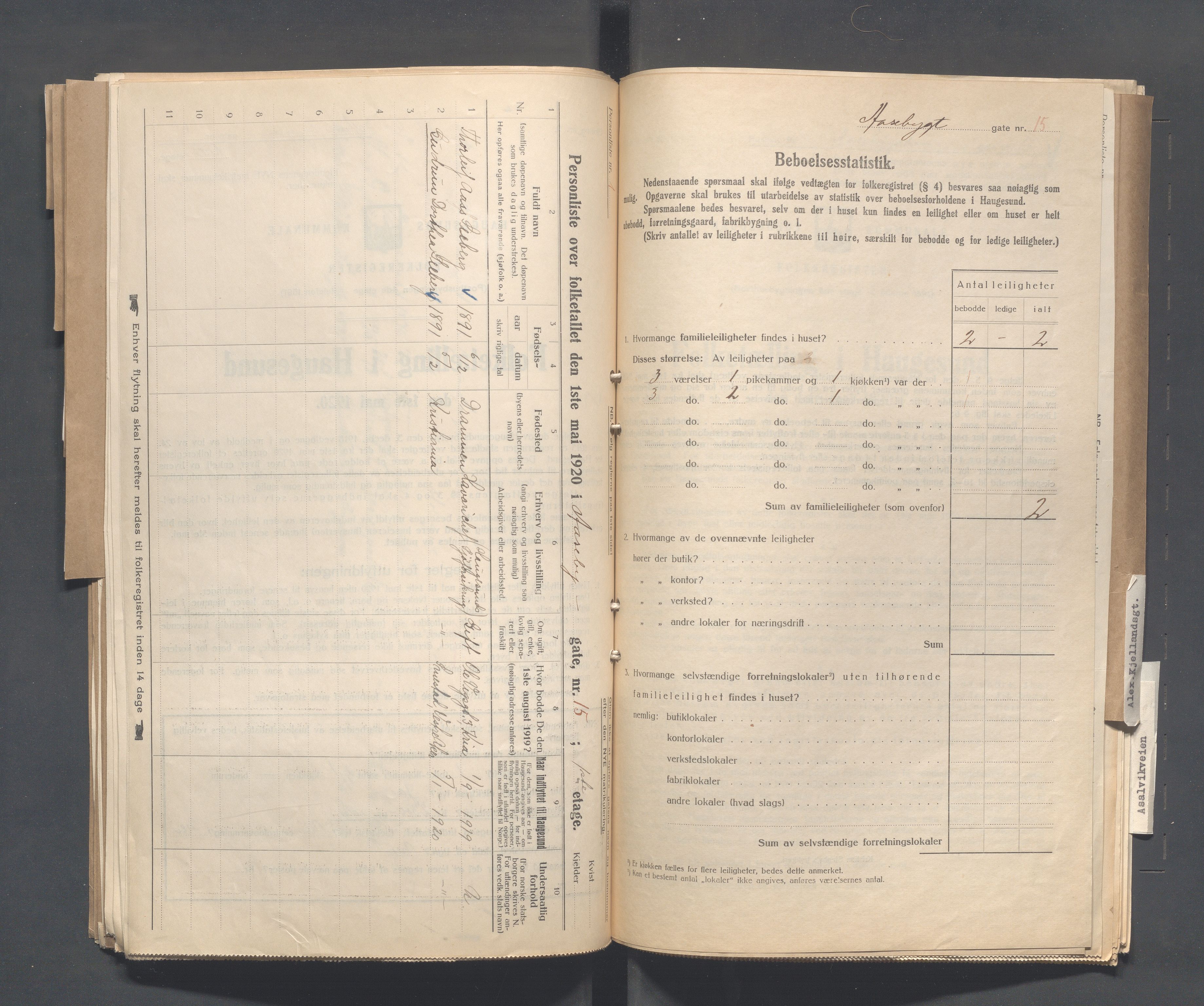 IKAR, Local census 1.5.1920 for Haugesund, 1920, p. 48