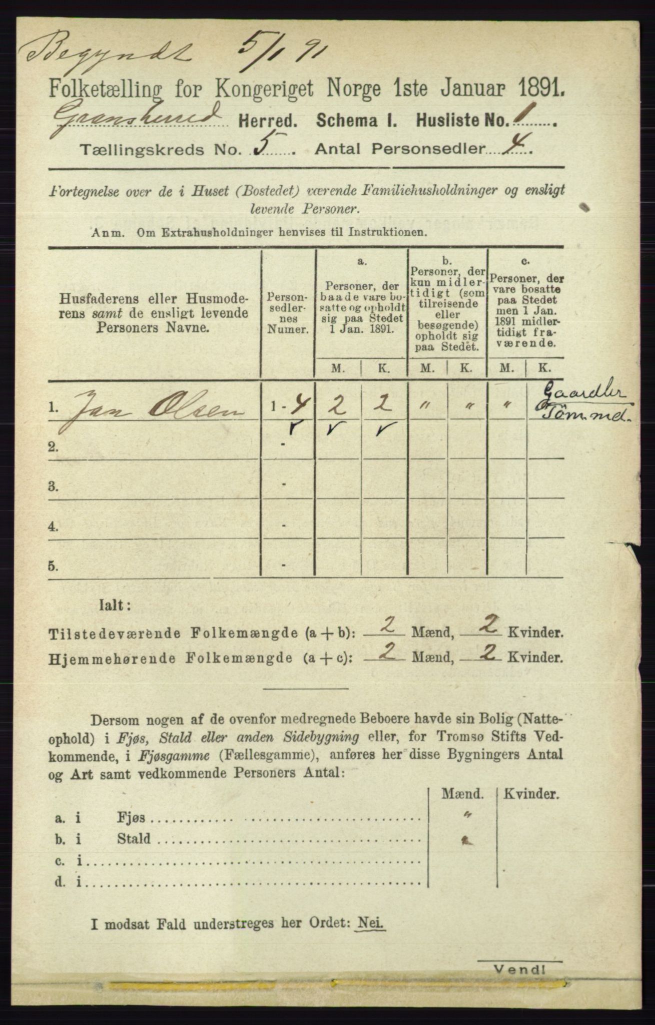 RA, 1891 census for 0824 Gransherad, 1891, p. 824