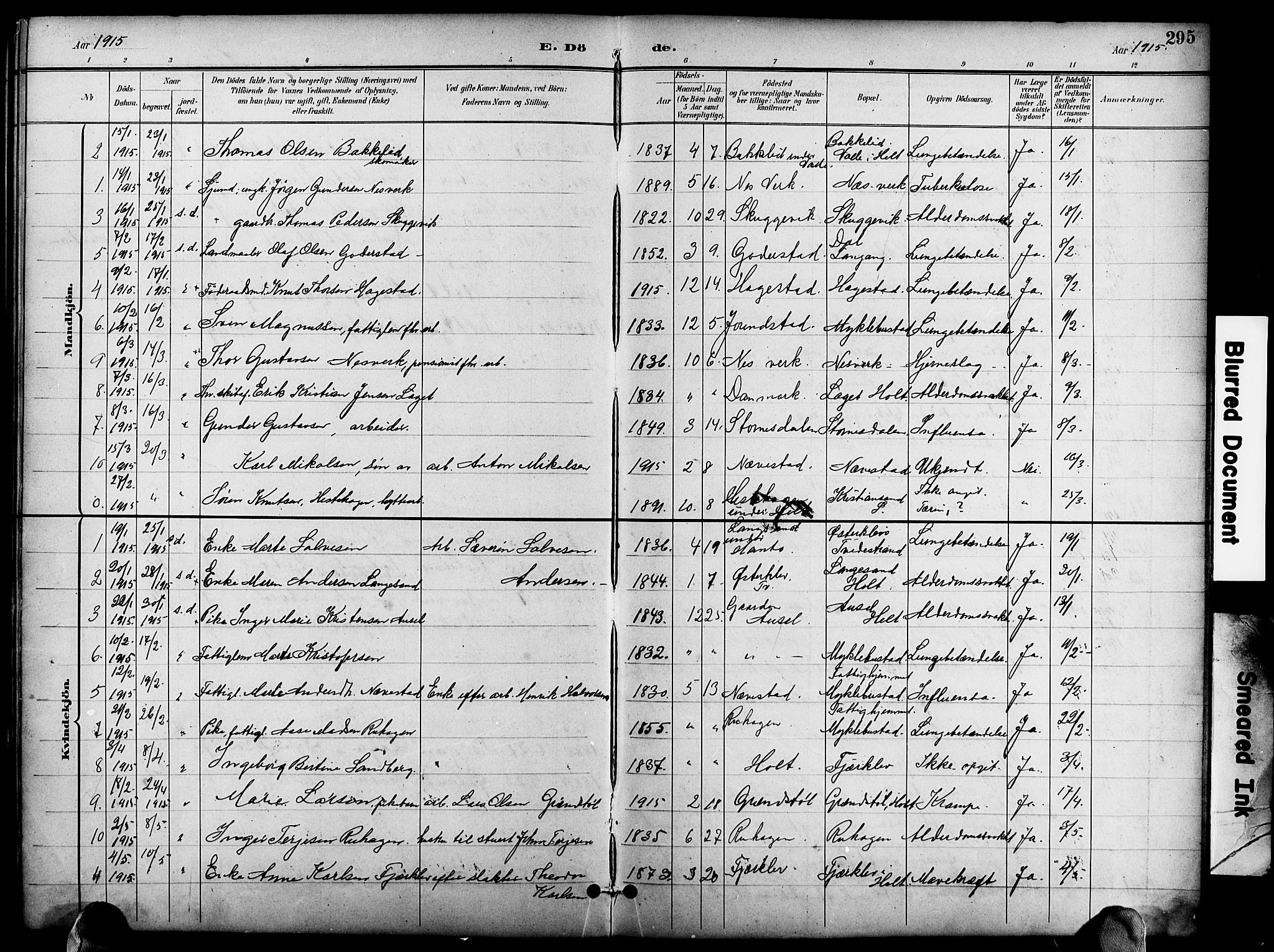 Holt sokneprestkontor, SAK/1111-0021/F/Fb/L0011: Parish register (copy) no. B 11, 1897-1921, p. 295