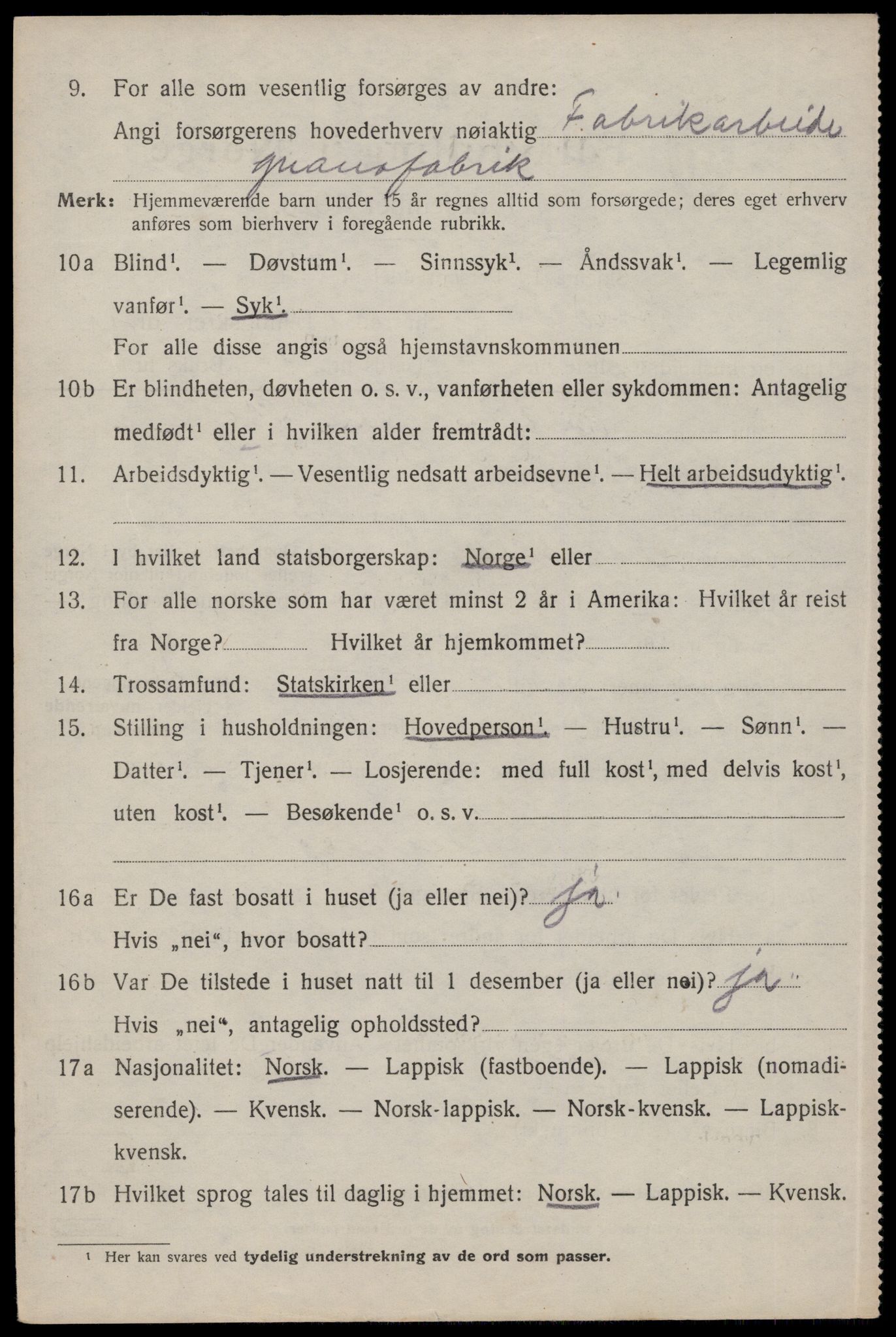 SAT, 1920 census for Flakstad, 1920, p. 998