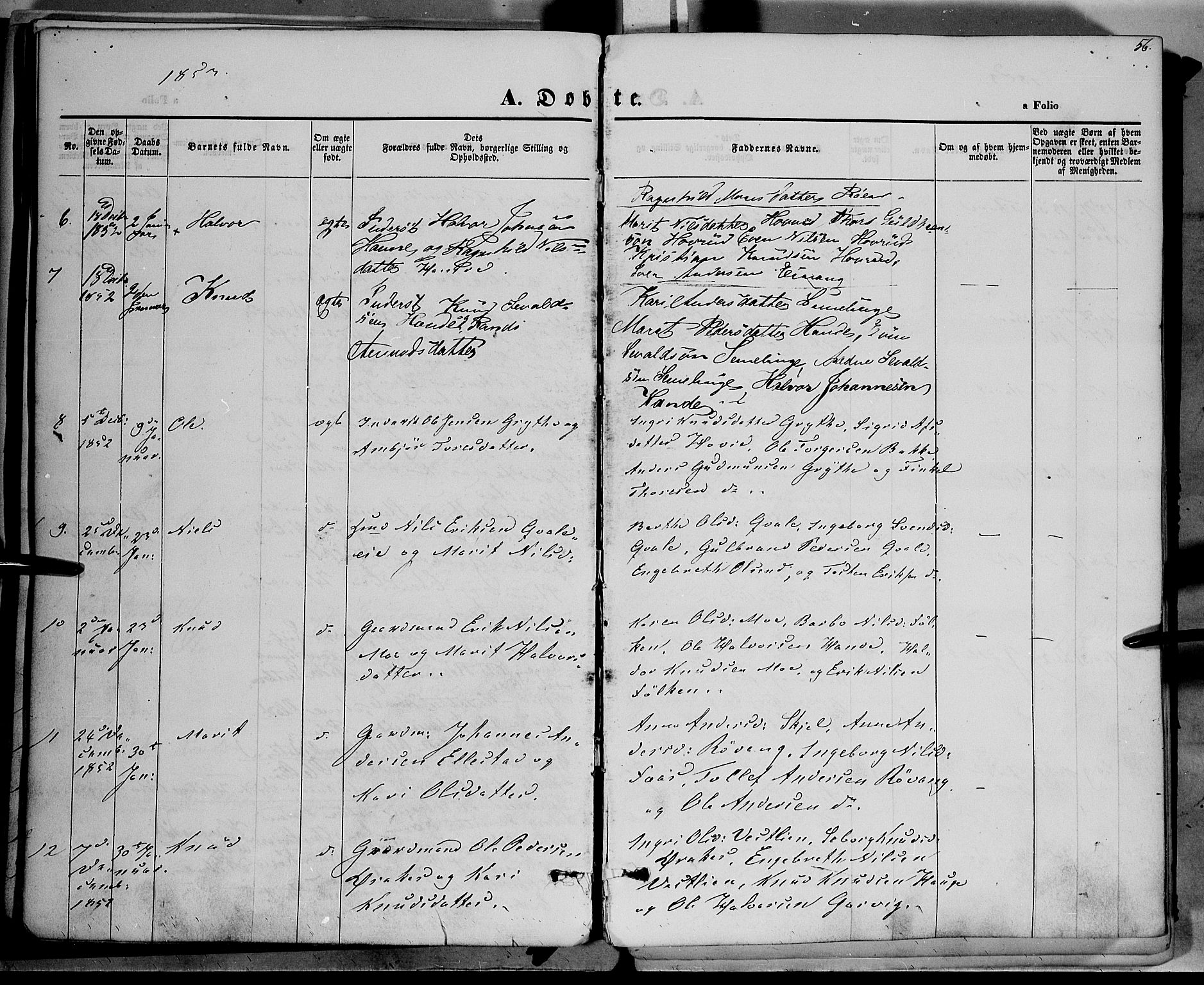 Vestre Slidre prestekontor, SAH/PREST-136/H/Ha/Haa/L0001: Parish register (official) no. 1, 1844-1855, p. 56