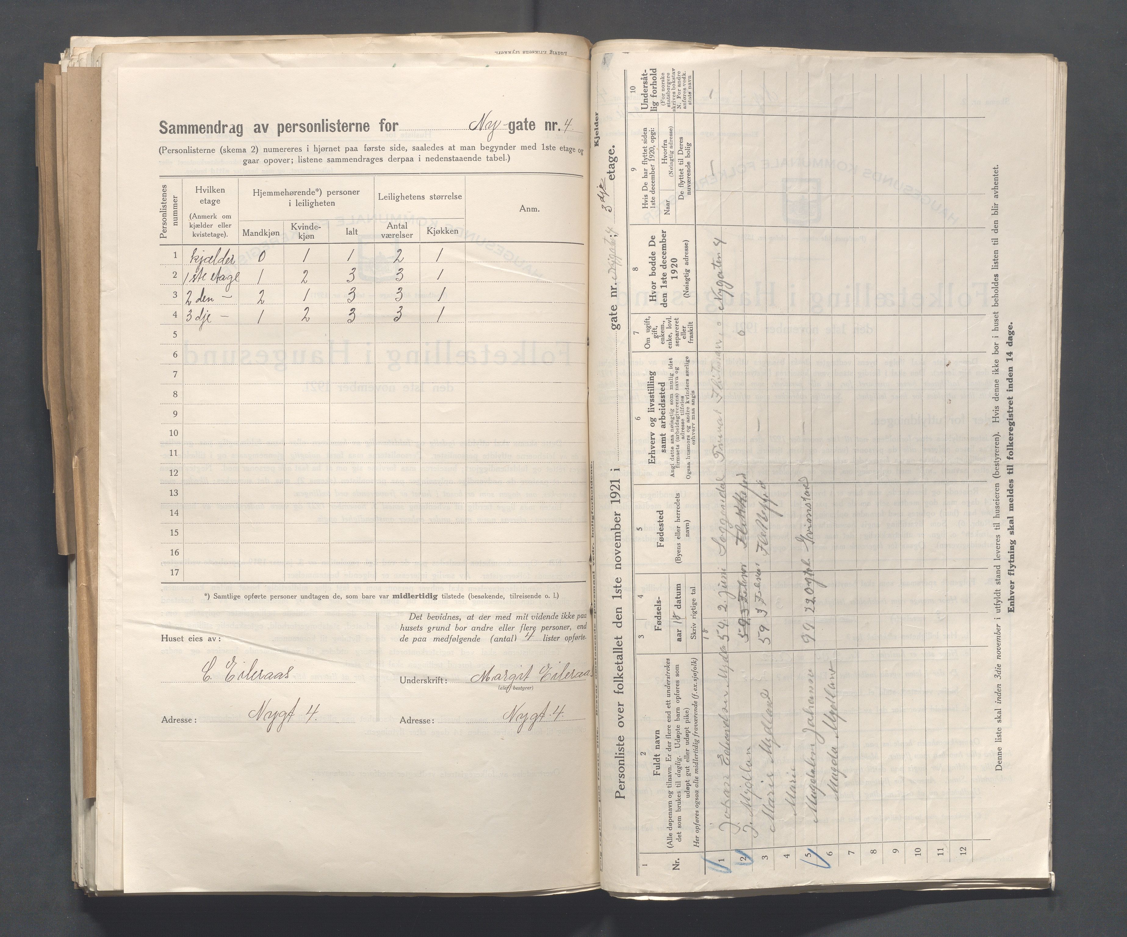 IKAR, Local census 1.11.1921 for Haugesund, 1921, p. 3170