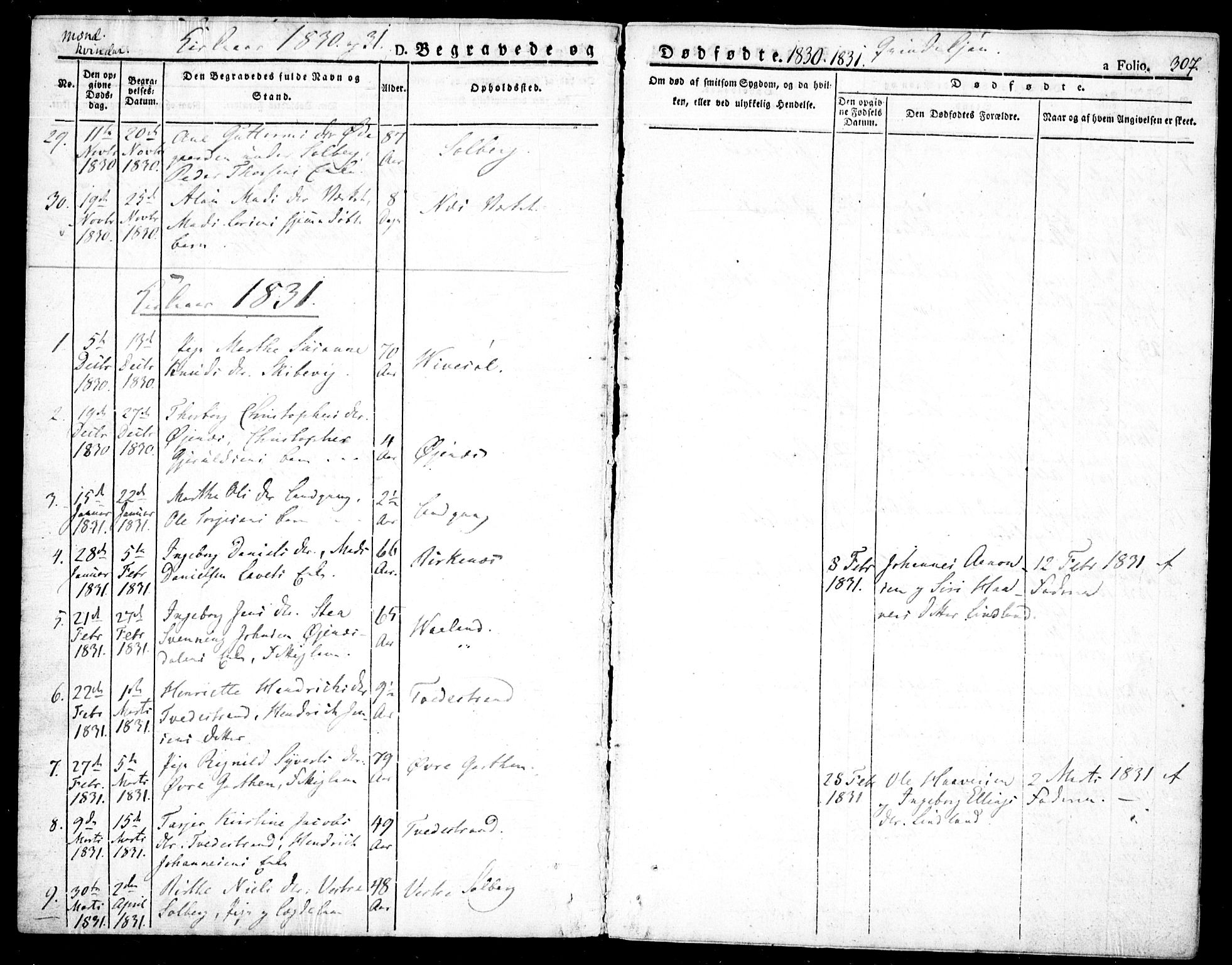 Holt sokneprestkontor, AV/SAK-1111-0021/F/Fa/L0006: Parish register (official) no. A 6, 1820-1835, p. 307