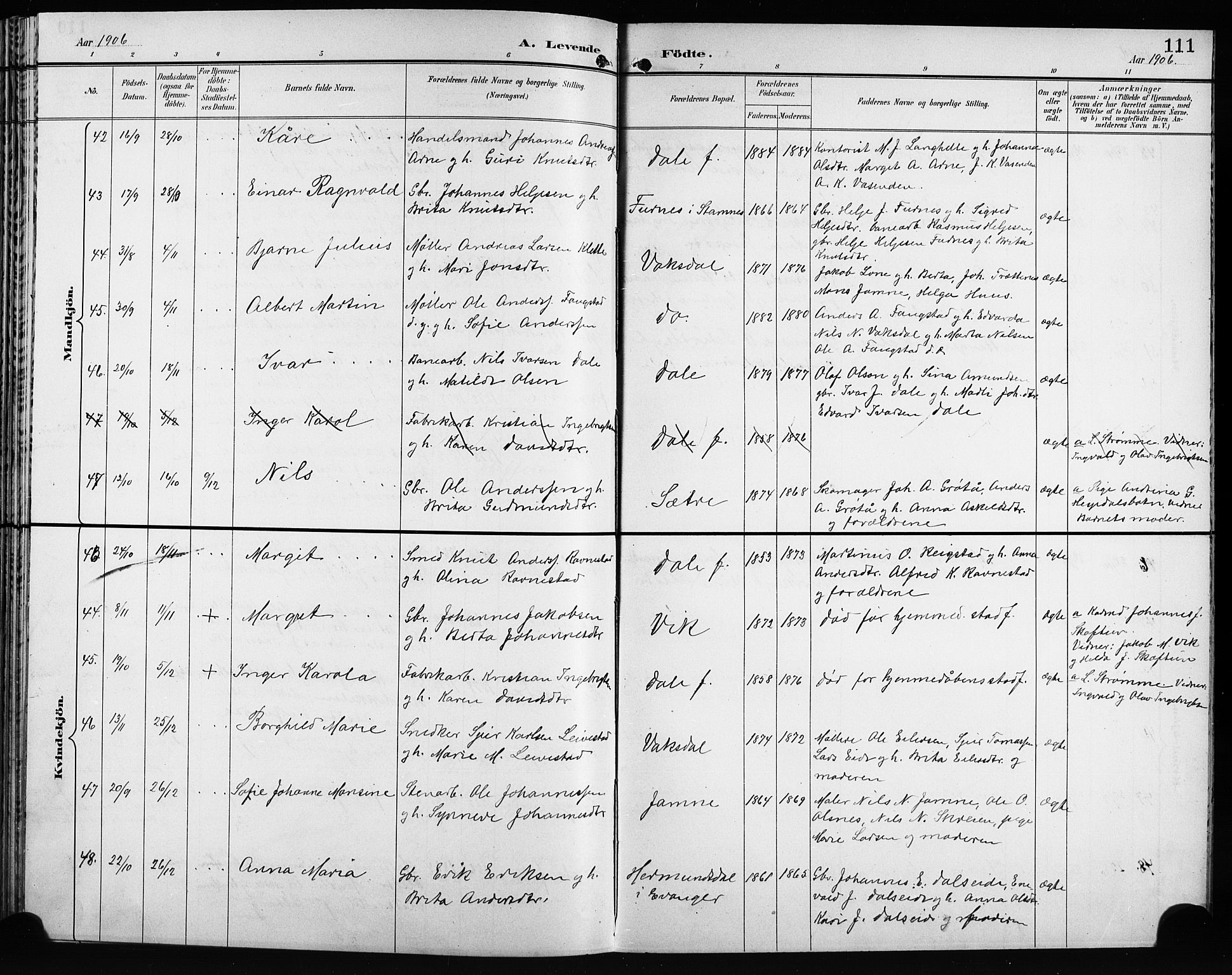 Bruvik Sokneprestembete, AV/SAB-A-74701/H/Hab: Parish register (copy) no. A 2, 1895-1907, p. 111