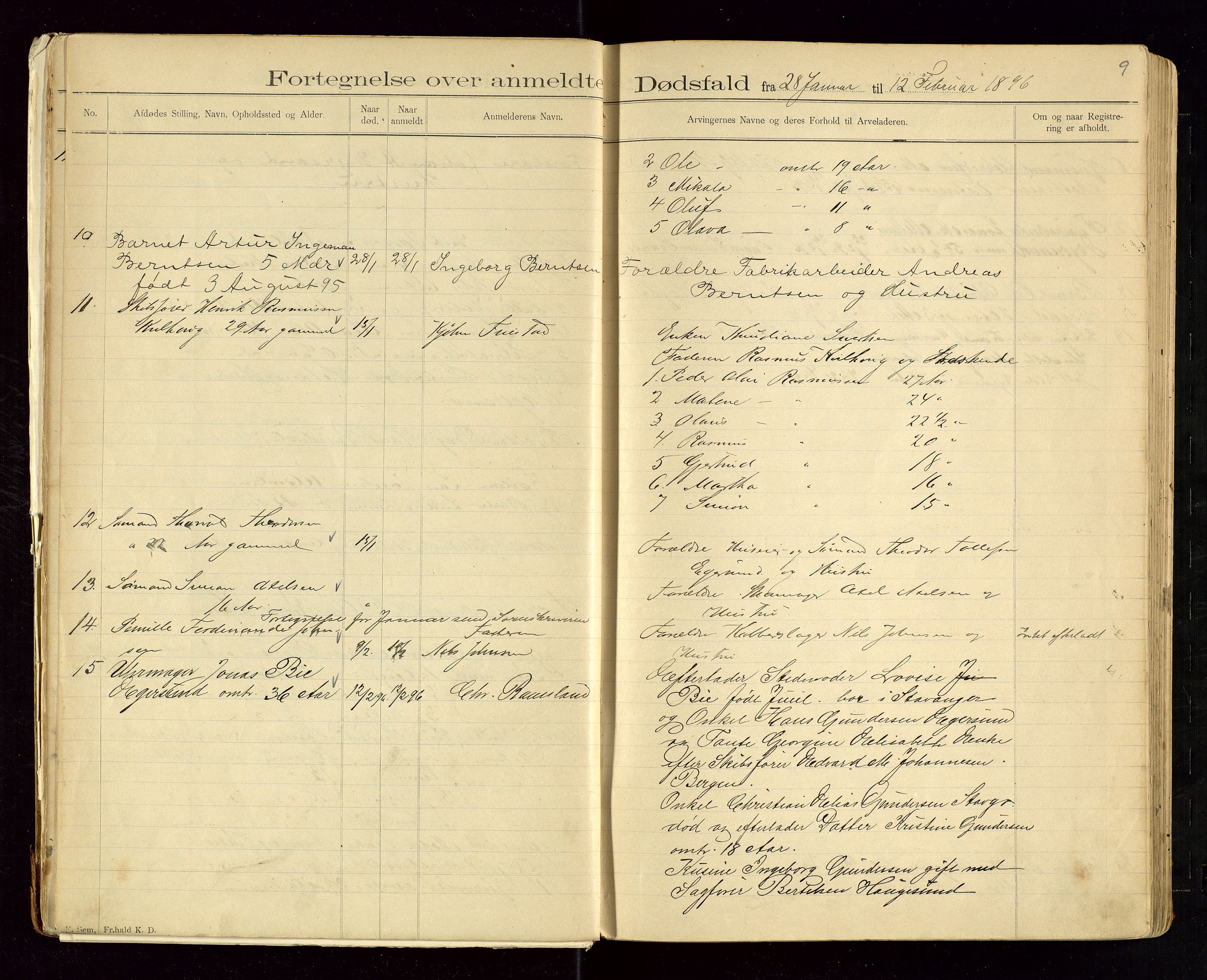 Eigersund lensmannskontor, SAST/A-100171/Gga/L0004: "Dødsfalds-Protokol" m/alfabetisk navneregister, 1895-1905, p. 9