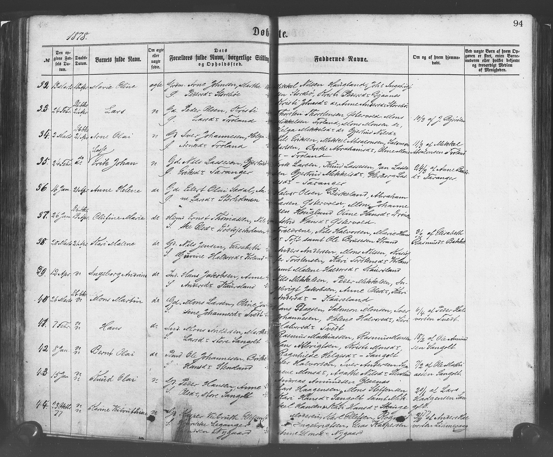 Sund sokneprestembete, SAB/A-99930: Parish register (official) no. A 15, 1867-1881, p. 94