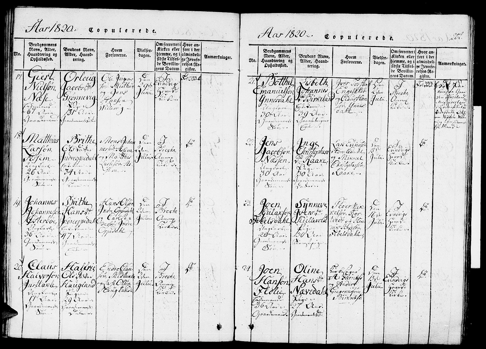 Gulen sokneprestembete, AV/SAB-A-80201/H/Haa/Haaa/L0018: Parish register (official) no. A 18, 1816-1825, p. 202