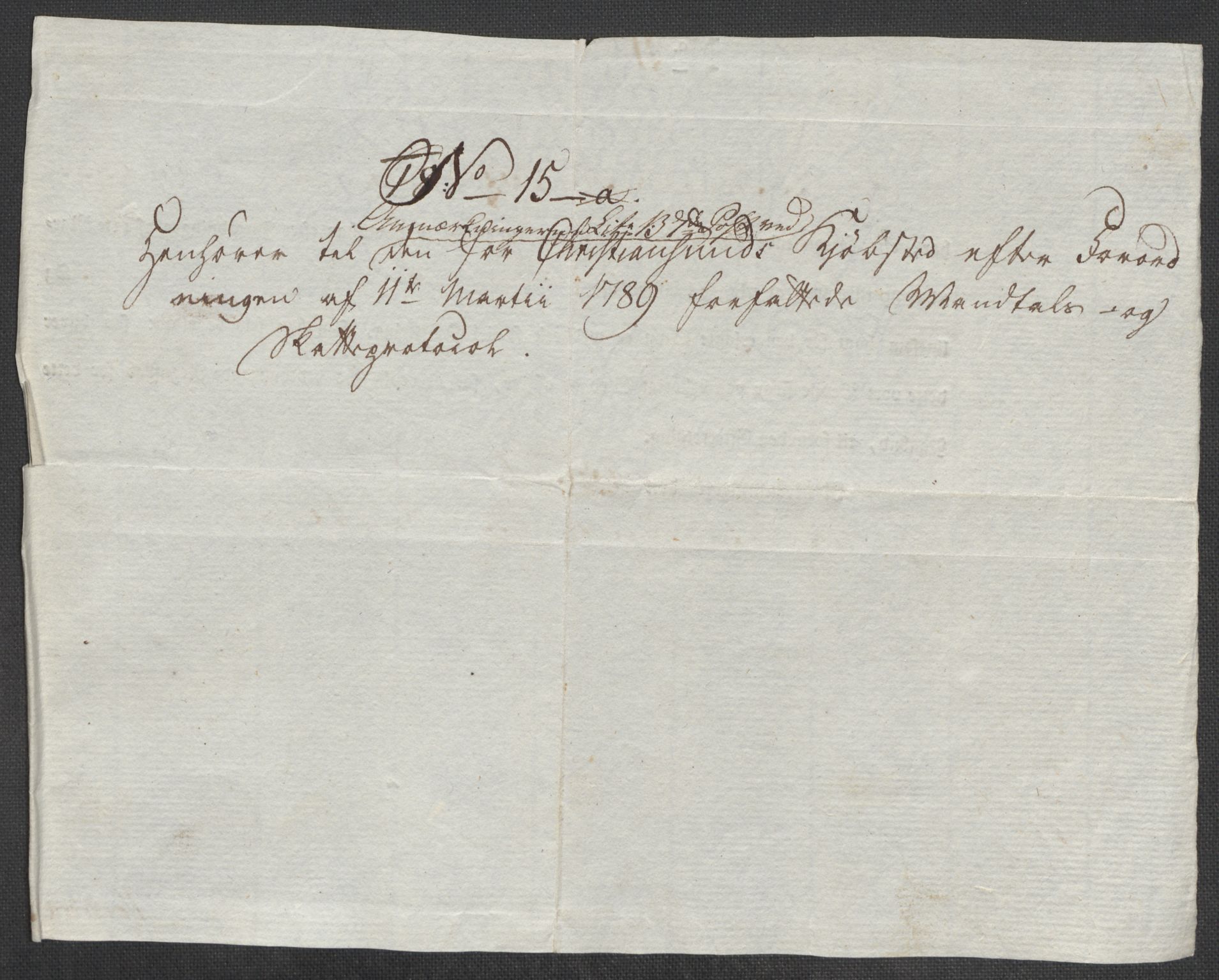 Rentekammeret inntil 1814, Reviderte regnskaper, Mindre regnskaper, AV/RA-EA-4068/Rf/Rfe/L0008: Kristiansand. Kristiansund. Fredrikshald (Halden), 1789, p. 159