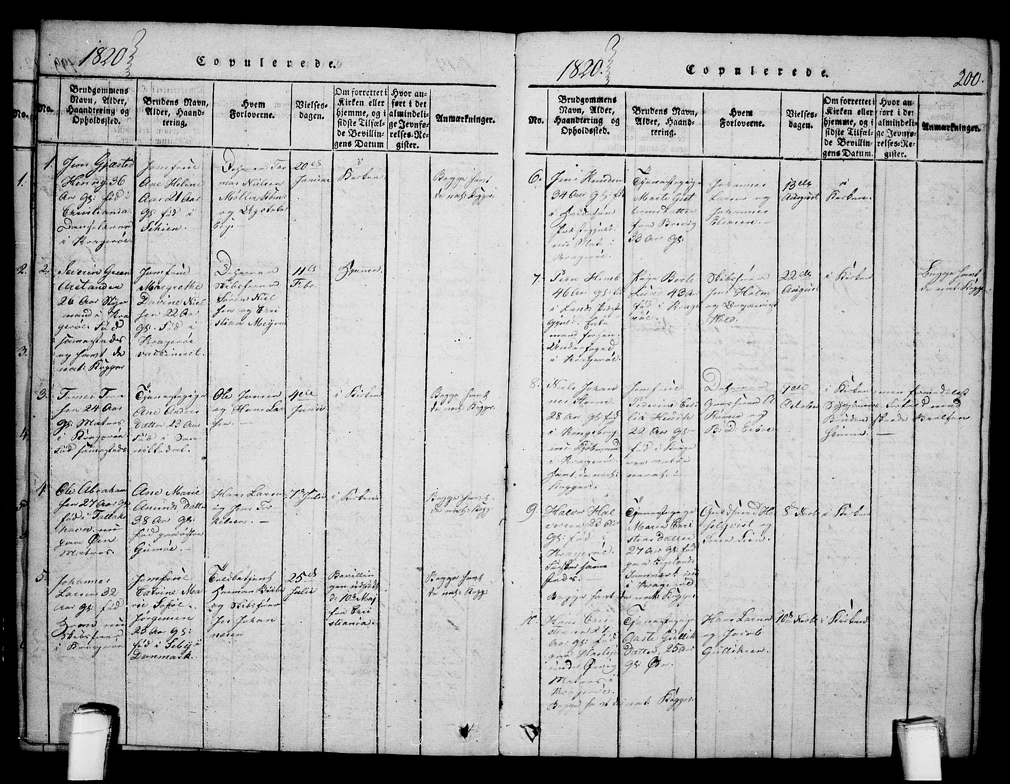 Kragerø kirkebøker, SAKO/A-278/F/Fa/L0004: Parish register (official) no. 4, 1814-1831, p. 200