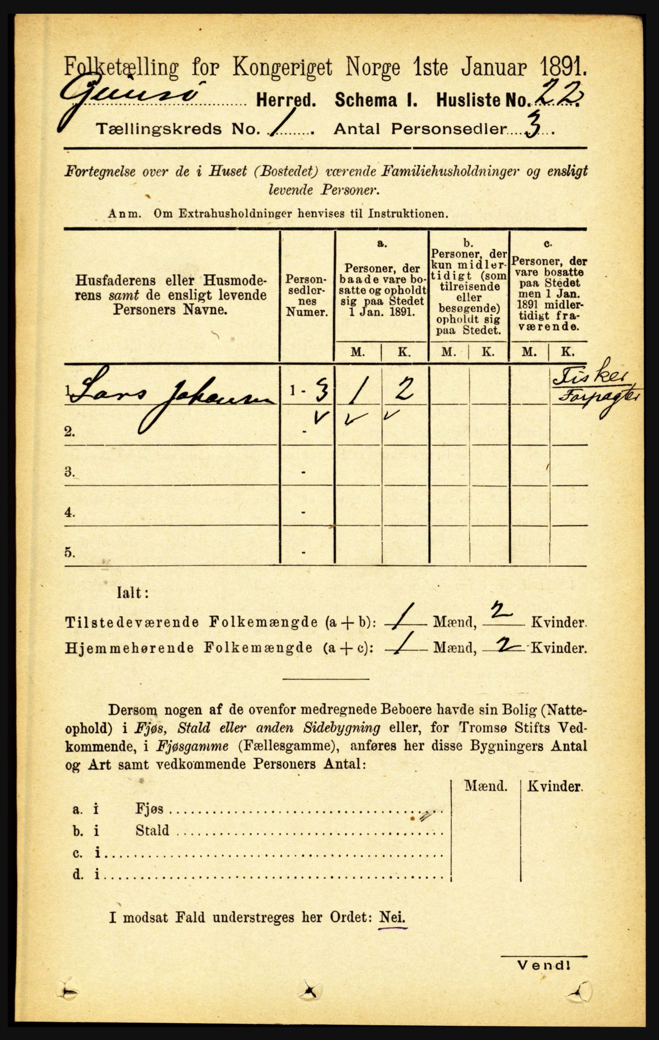 RA, 1891 census for 1864 Gimsøy, 1891, p. 43