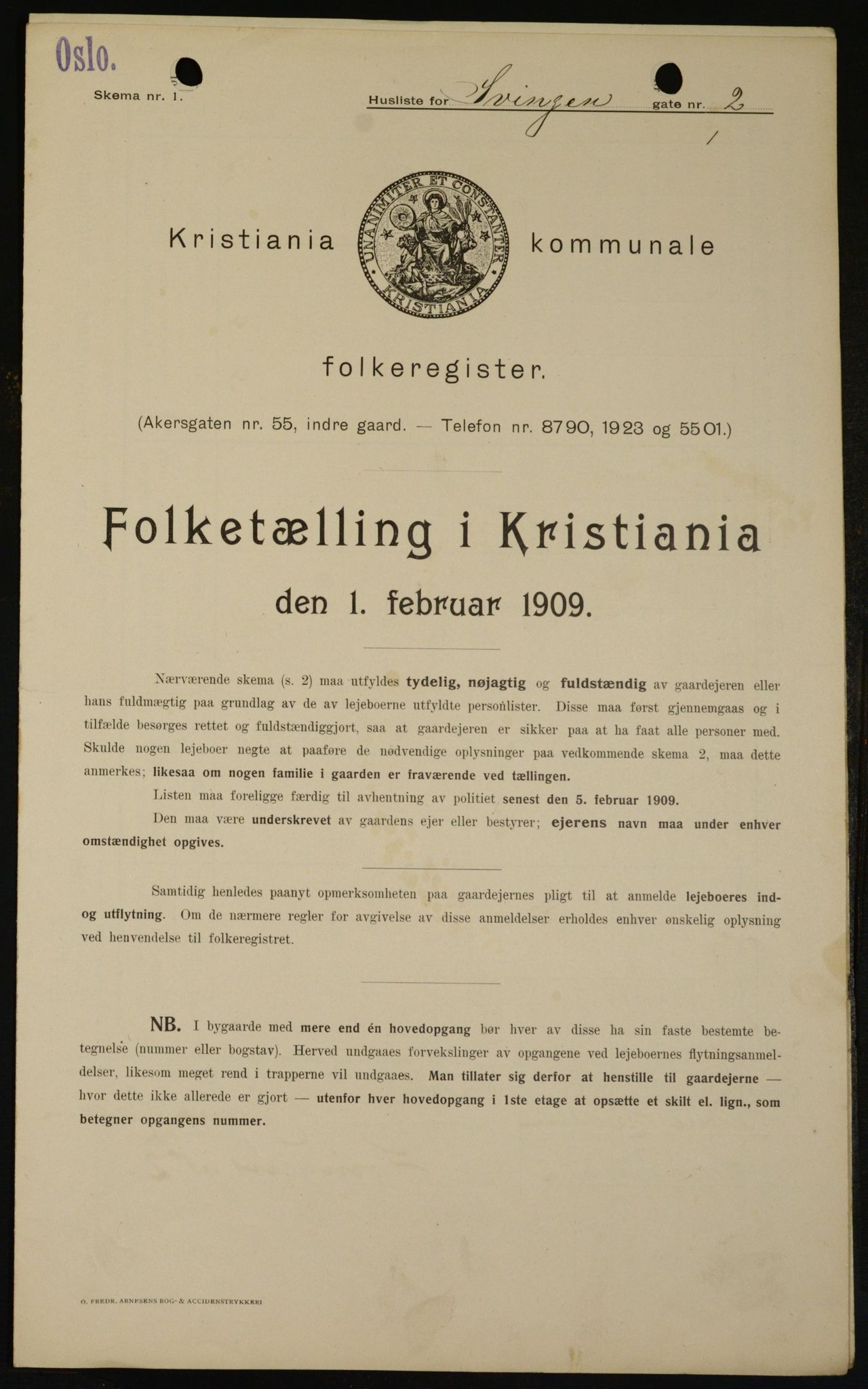 OBA, Municipal Census 1909 for Kristiania, 1909, p. 96005