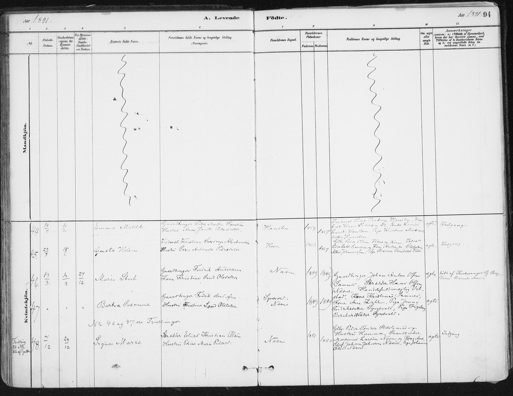 Ministerialprotokoller, klokkerbøker og fødselsregistre - Nordland, AV/SAT-A-1459/838/L0552: Parish register (official) no. 838A10, 1880-1910, p. 94