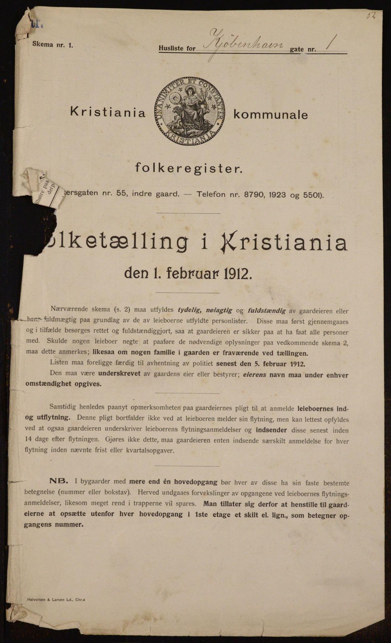 OBA, Municipal Census 1912 for Kristiania, 1912, p. 55258
