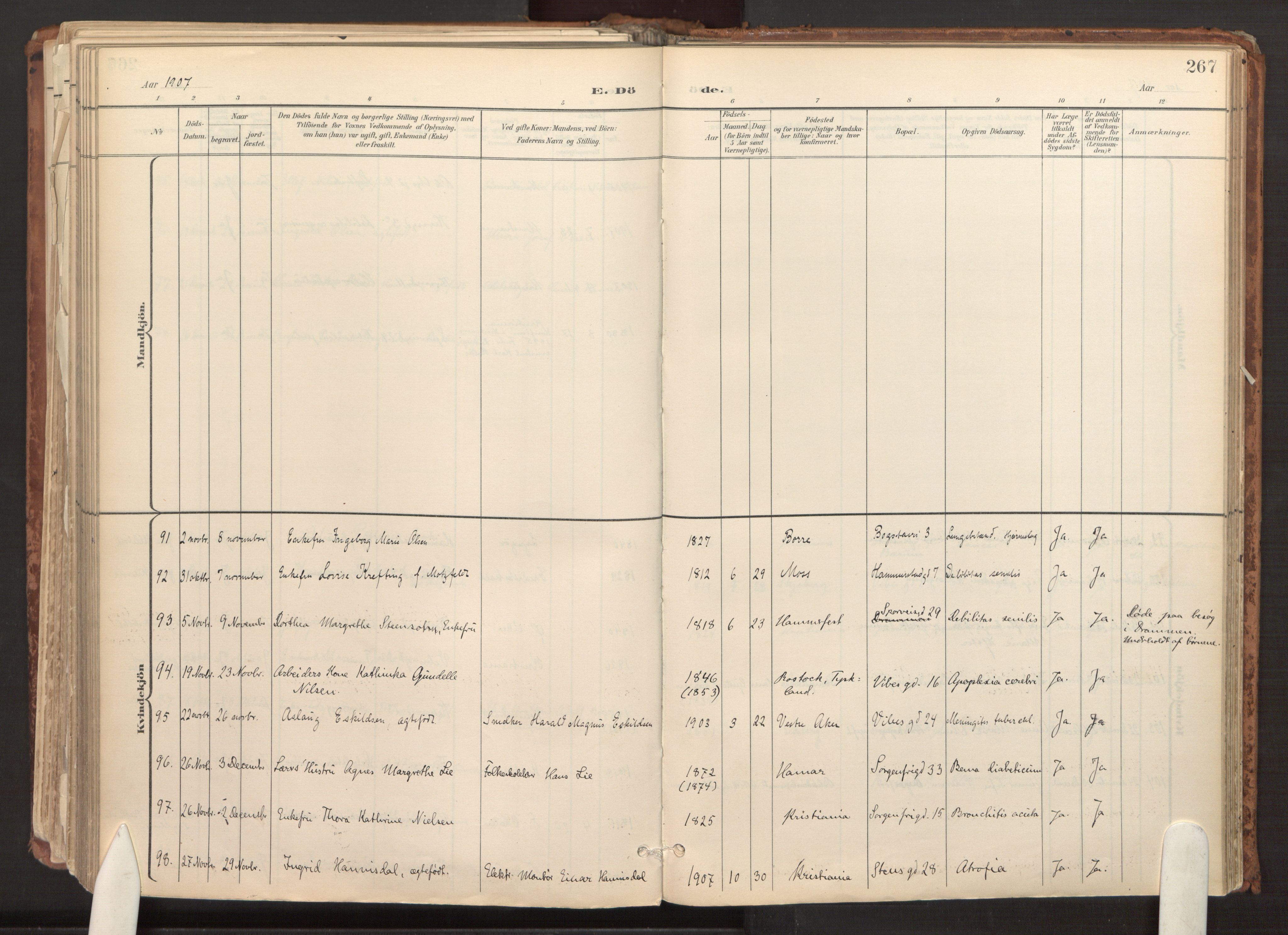 Fagerborg prestekontor Kirkebøker, AV/SAO-A-10844/F/Fa/L0003: Parish register (official) no. 3, 1898-1916, p. 267