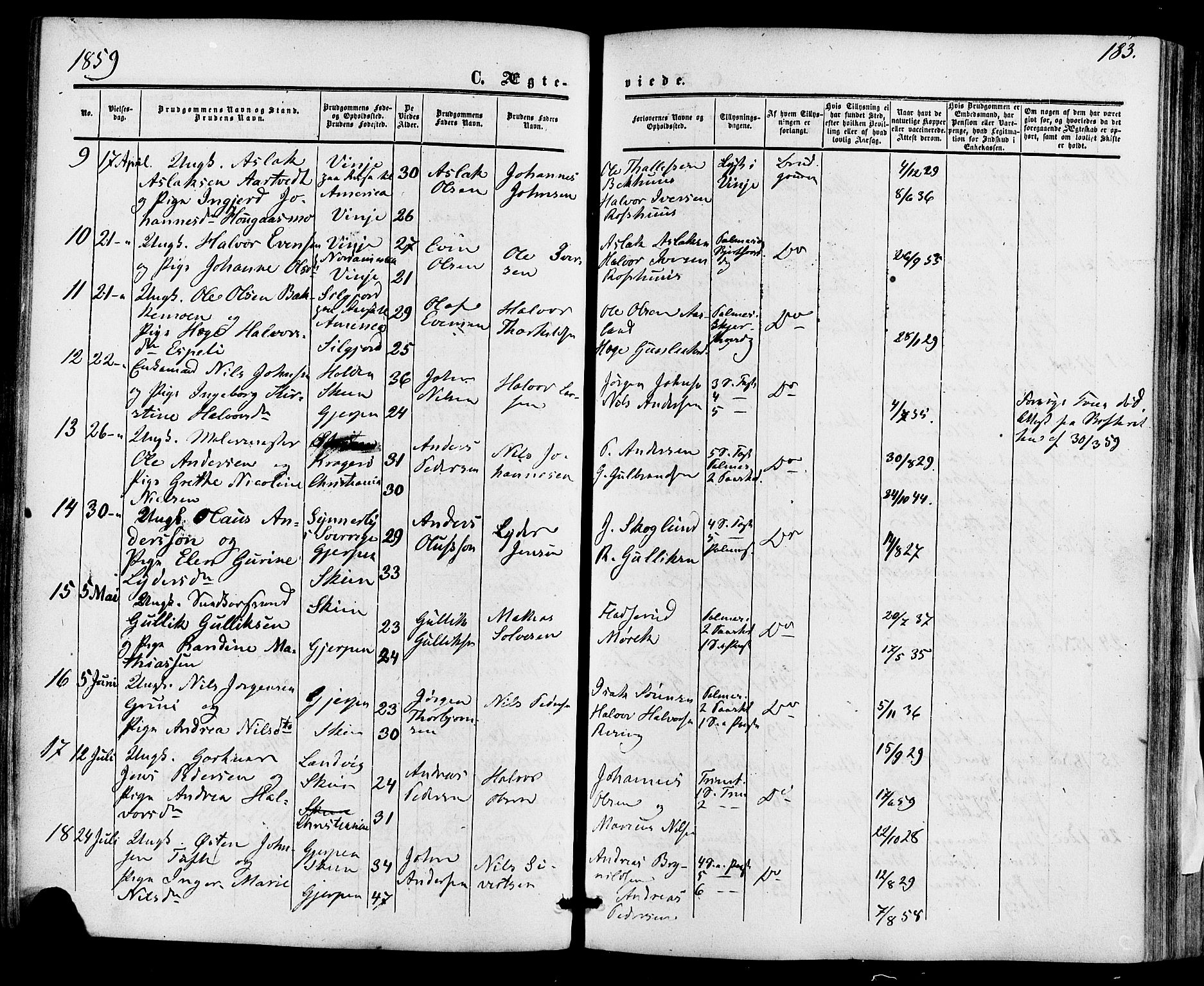 Skien kirkebøker, SAKO/A-302/F/Fa/L0007: Parish register (official) no. 7, 1856-1865, p. 183