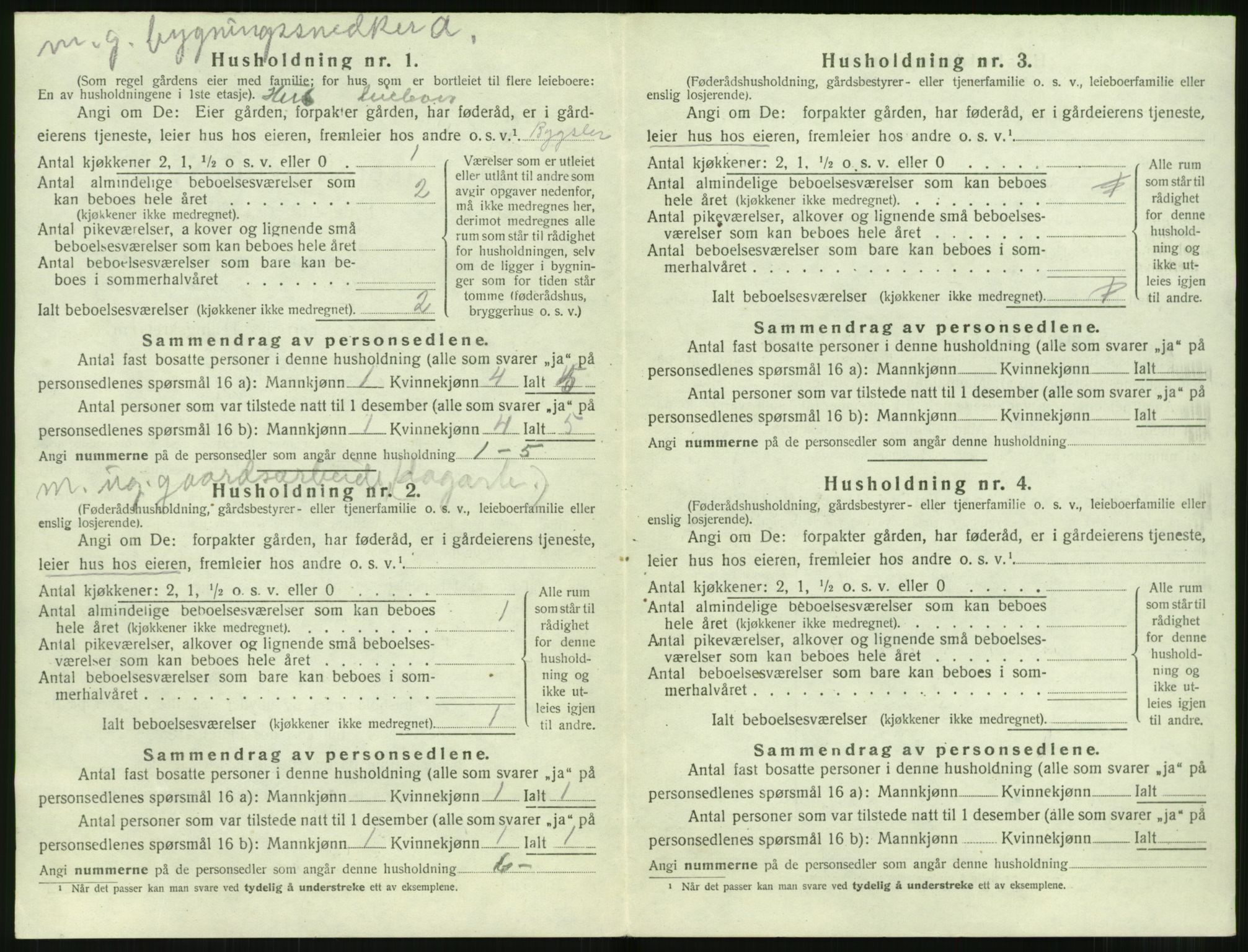 SAT, 1920 census for Sunnylven, 1920, p. 109