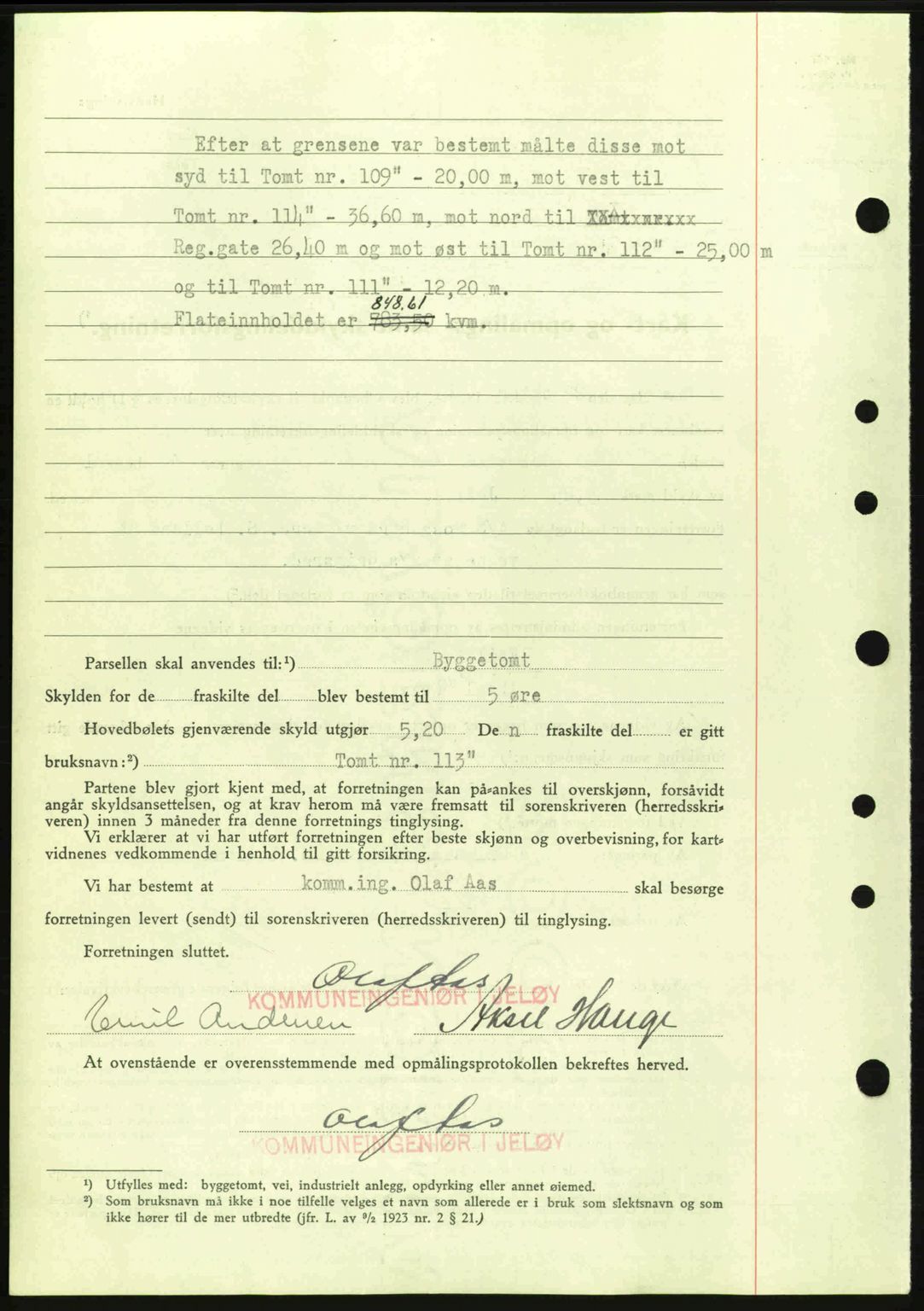 Moss sorenskriveri, SAO/A-10168: Mortgage book no. A9, 1941-1942, Diary no: : 2152/1941