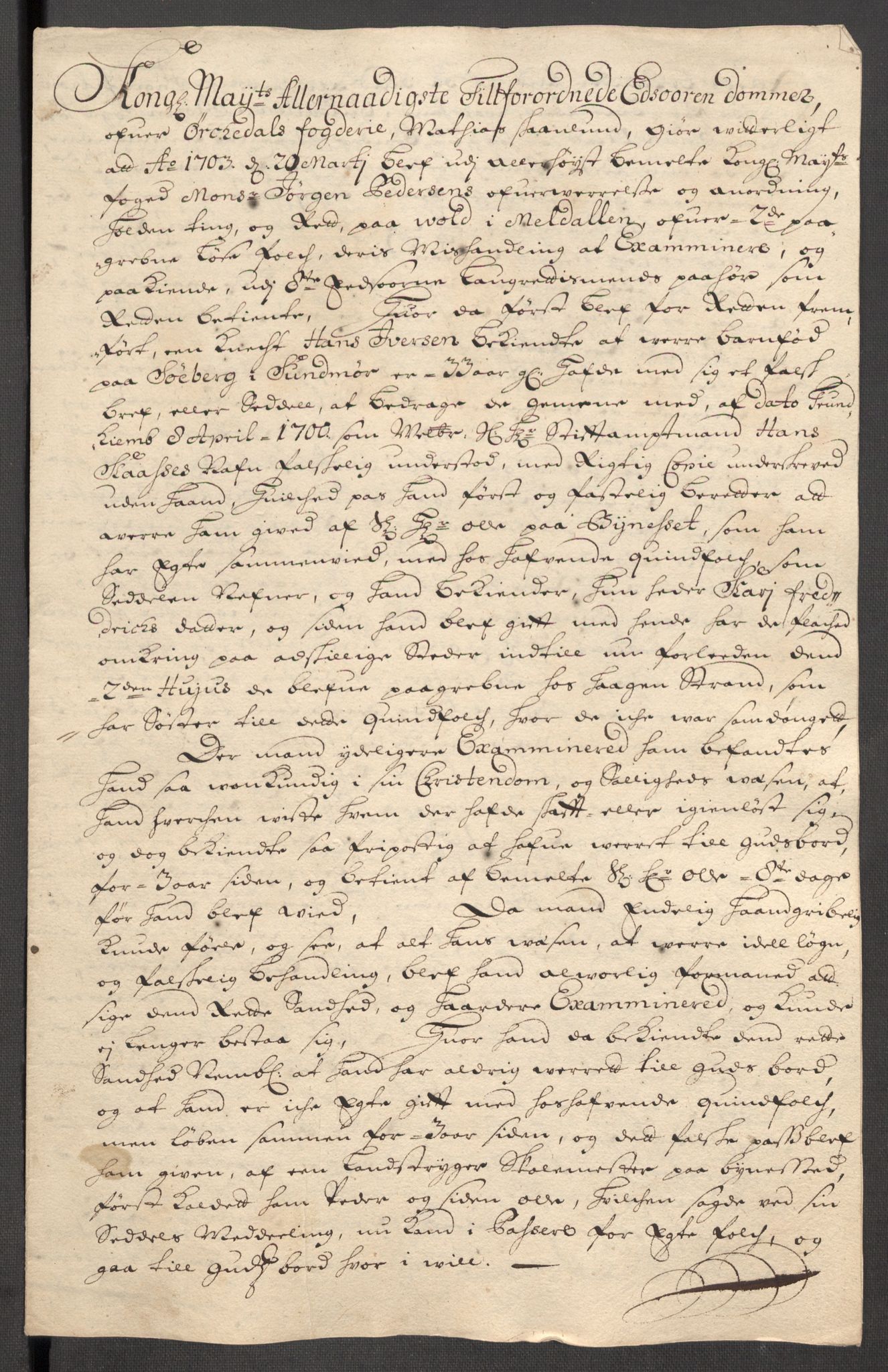 Rentekammeret inntil 1814, Reviderte regnskaper, Fogderegnskap, RA/EA-4092/R60/L3953: Fogderegnskap Orkdal og Gauldal, 1703, p. 225