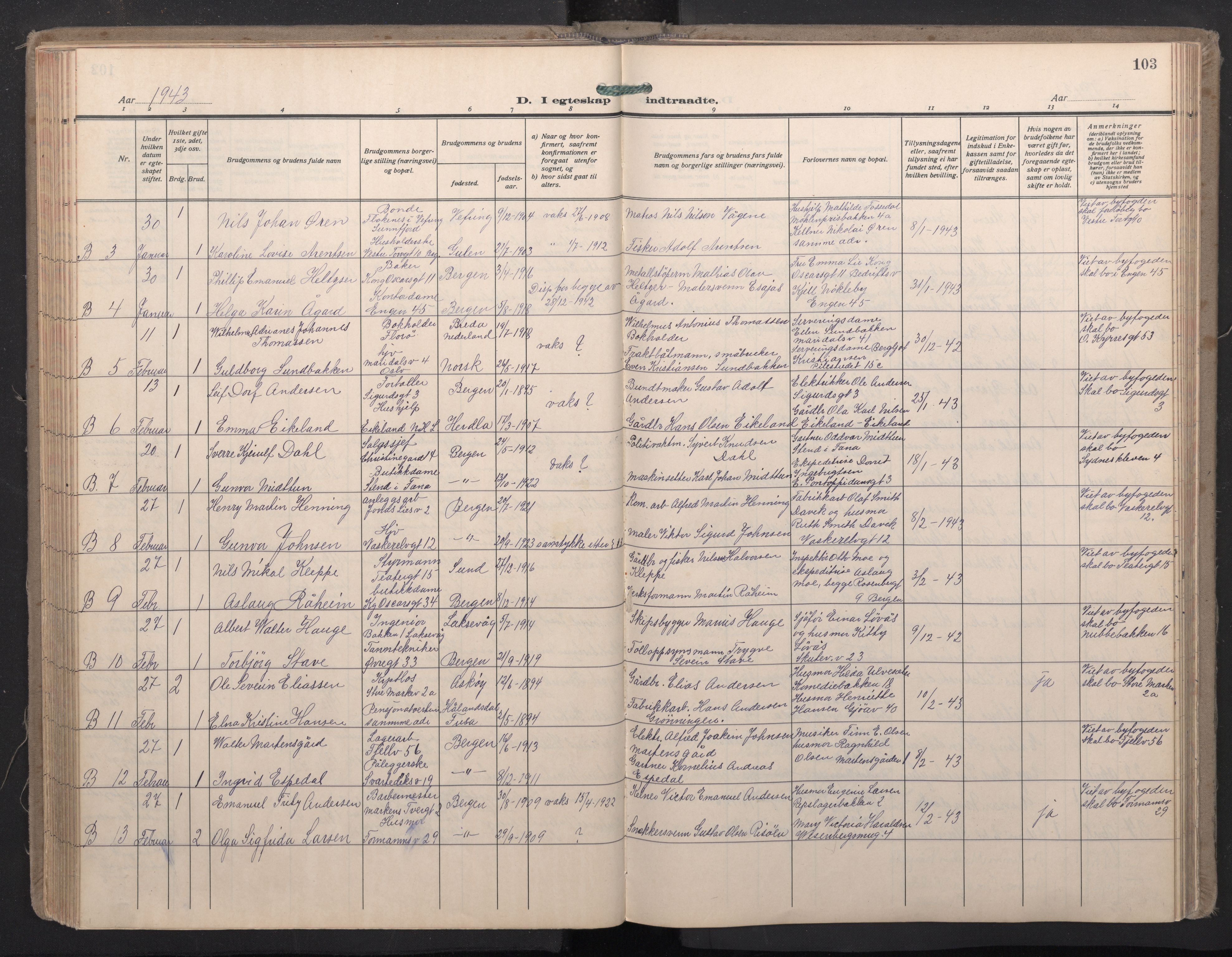 Domkirken sokneprestembete, SAB/A-74801/H/Haa: Parish register (official) no. D 7, 1937-1950, p. 102b-103a