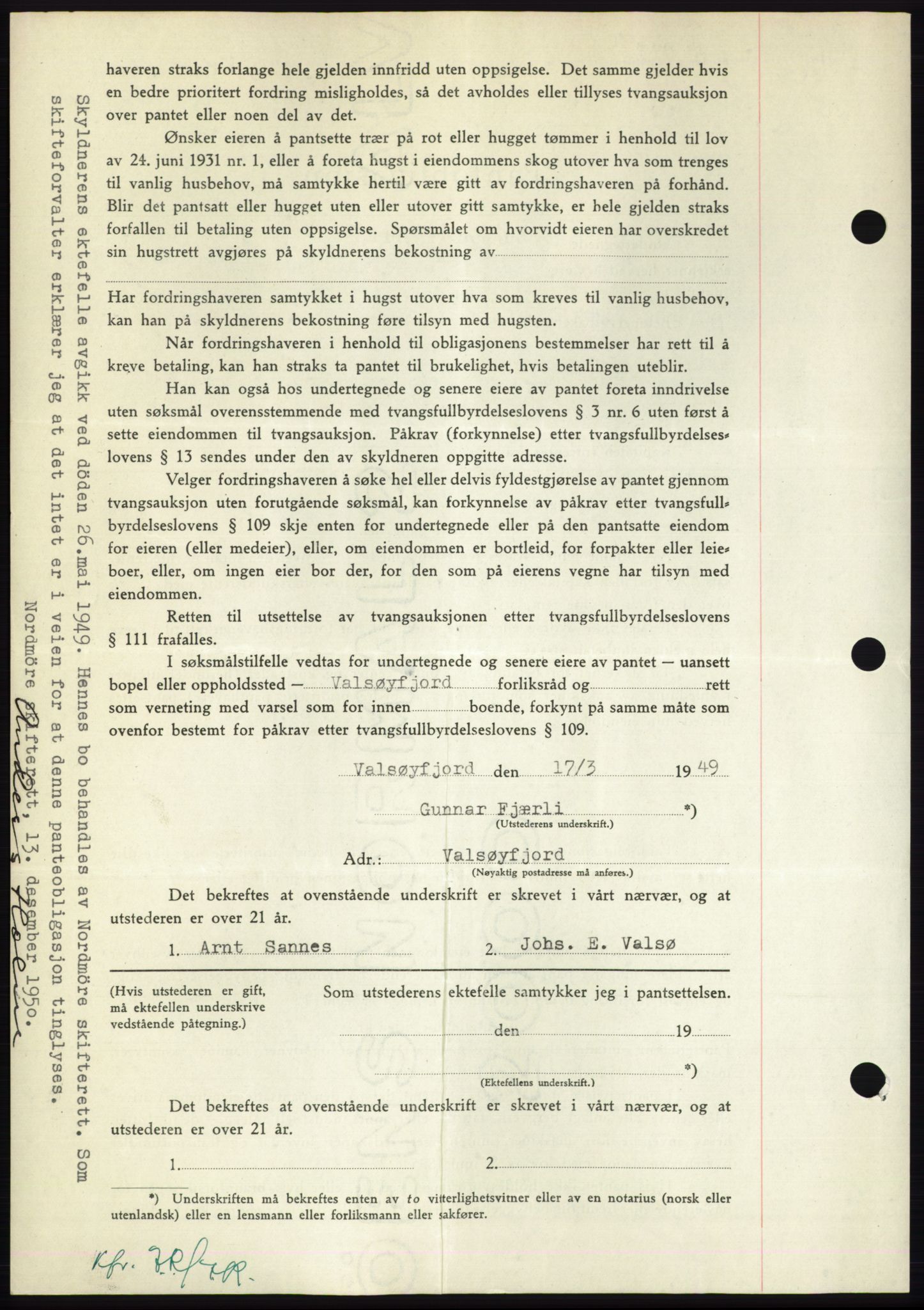 Nordmøre sorenskriveri, AV/SAT-A-4132/1/2/2Ca: Mortgage book no. B106, 1950-1950, Diary no: : 3986/1950