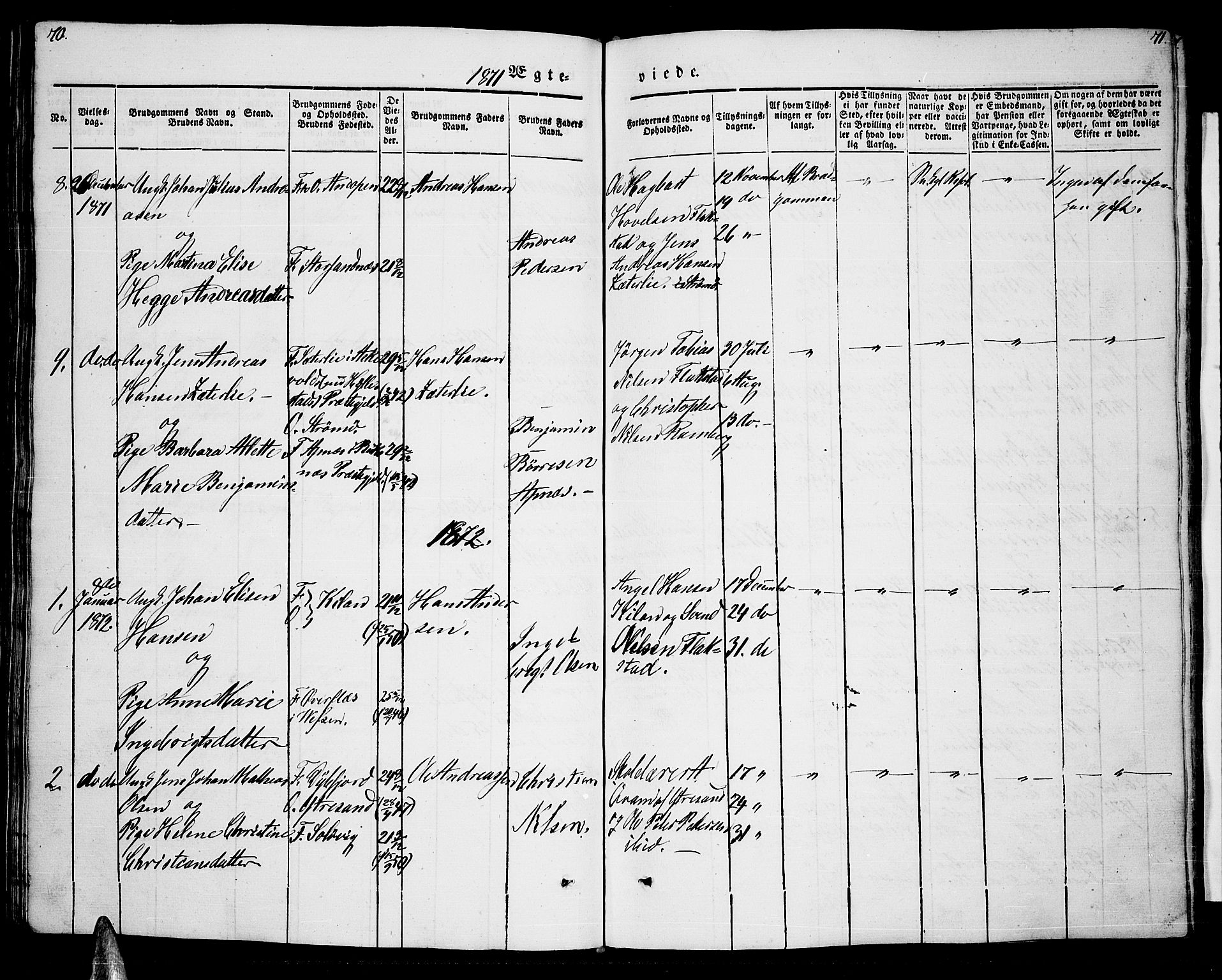 Ministerialprotokoller, klokkerbøker og fødselsregistre - Nordland, AV/SAT-A-1459/885/L1212: Parish register (copy) no. 885C01, 1847-1873, p. 70-71