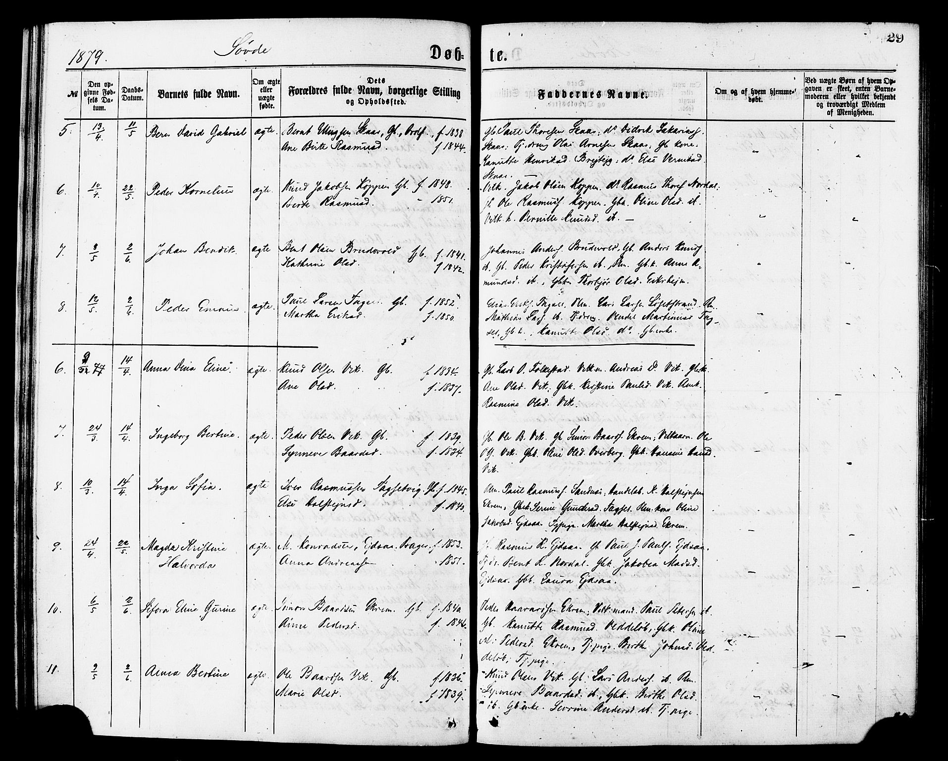 Ministerialprotokoller, klokkerbøker og fødselsregistre - Møre og Romsdal, SAT/A-1454/502/L0024: Parish register (official) no. 502A02, 1873-1884, p. 29
