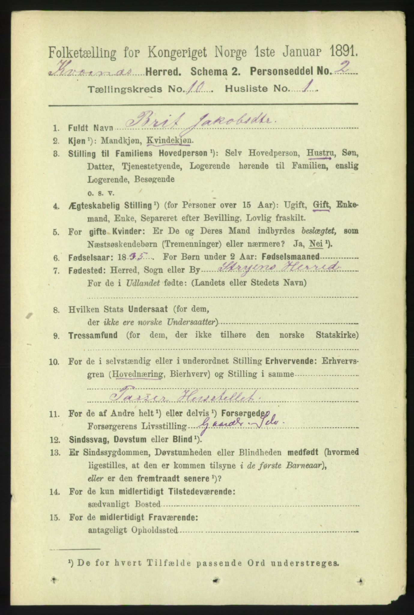 RA, 1891 census for 1553 Kvernes, 1891, p. 4329