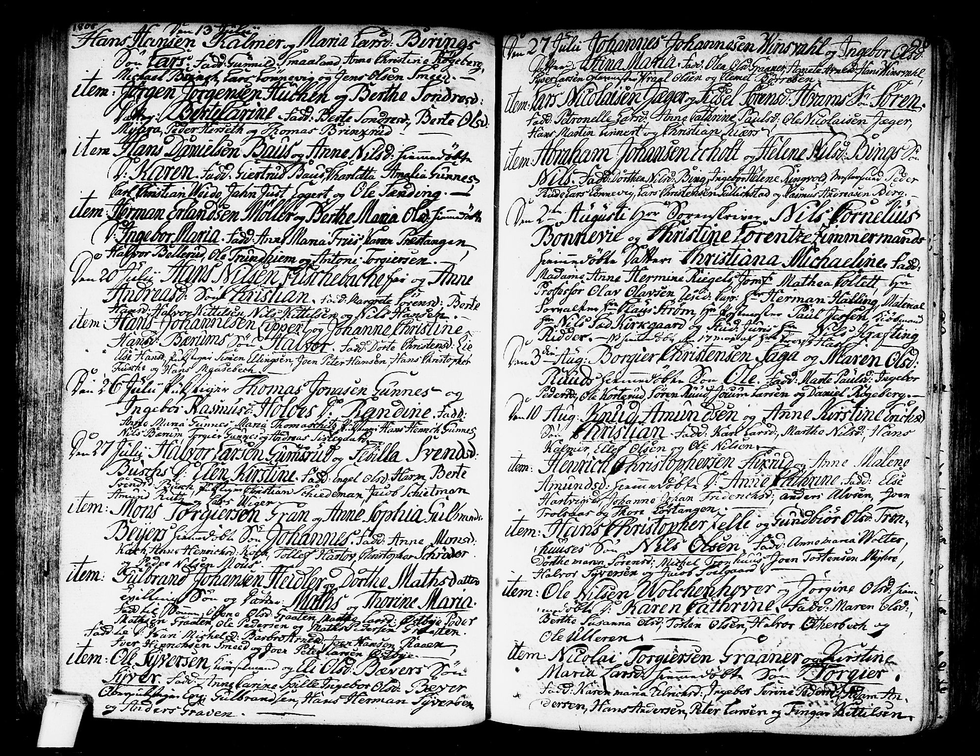 Kongsberg kirkebøker, AV/SAKO-A-22/F/Fa/L0007: Parish register (official) no. I 7, 1795-1816, p. 96