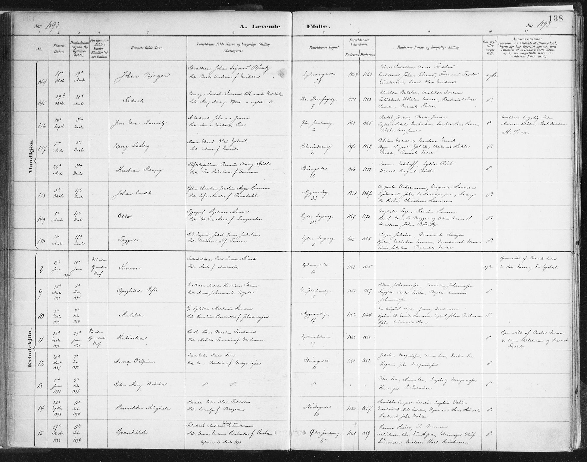 Johanneskirken sokneprestembete, AV/SAB-A-76001/H/Haa/L0001: Parish register (official) no. A 1, 1885-1900, p. 138