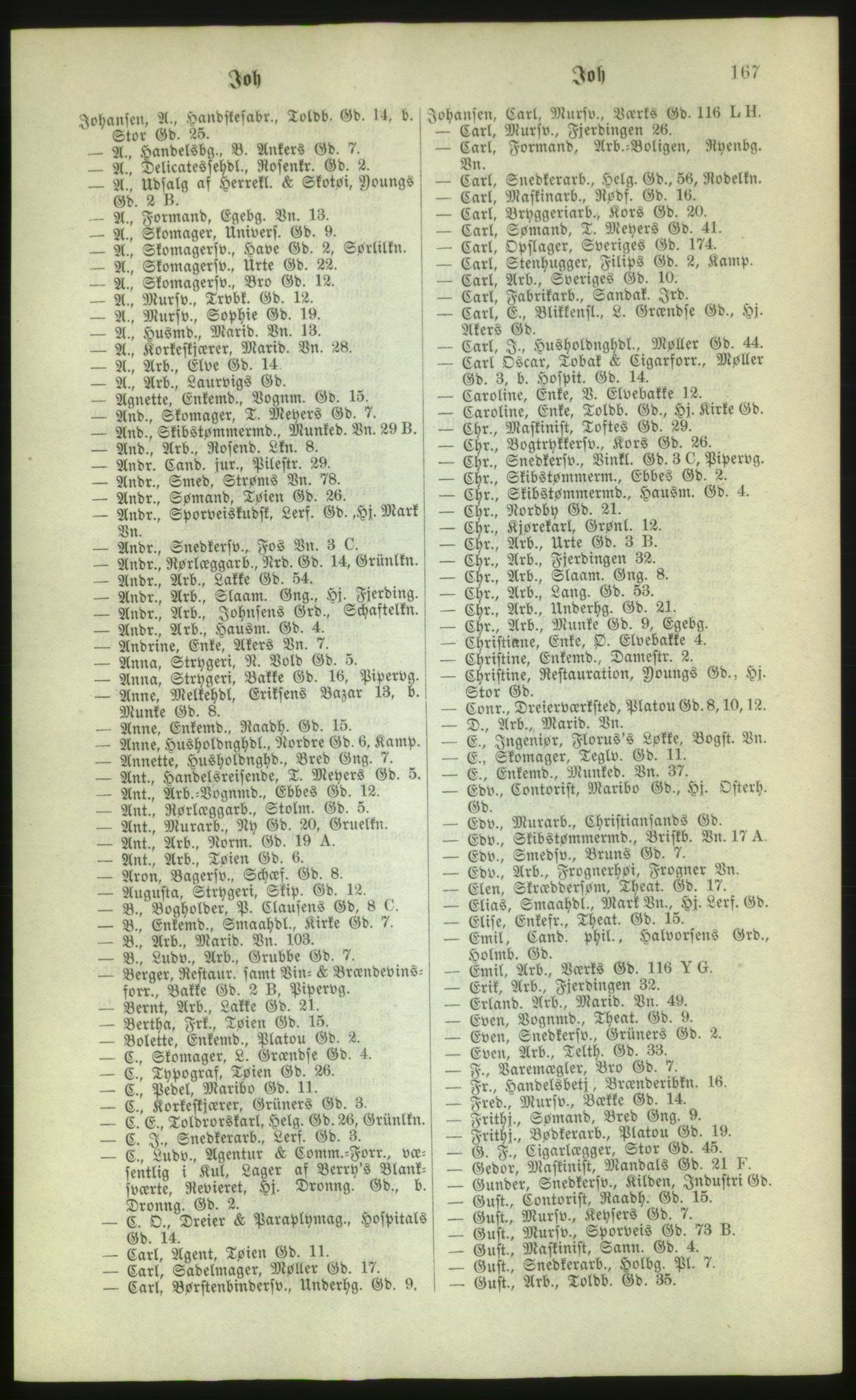 Kristiania/Oslo adressebok, PUBL/-, 1880, p. 167