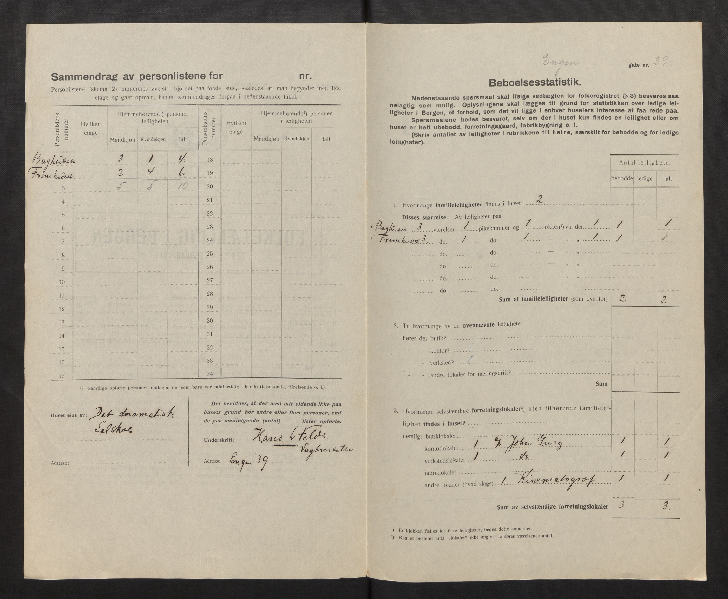 SAB, Municipal Census 1917 for Bergen, 1917, p. 6796