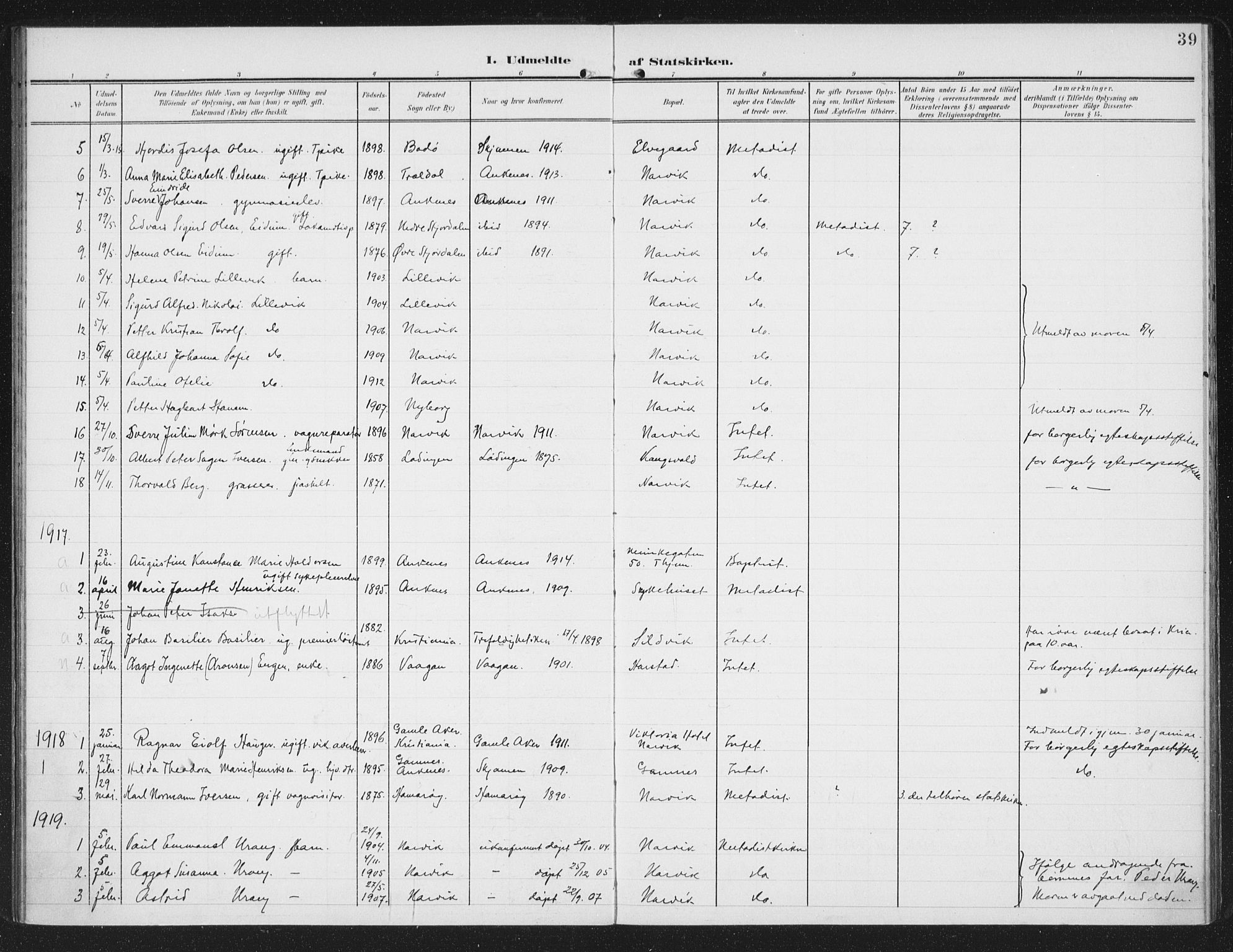 Ministerialprotokoller, klokkerbøker og fødselsregistre - Nordland, SAT/A-1459/871/L0986: Parish register (official) no. 871A02, 1902-1925, p. 39