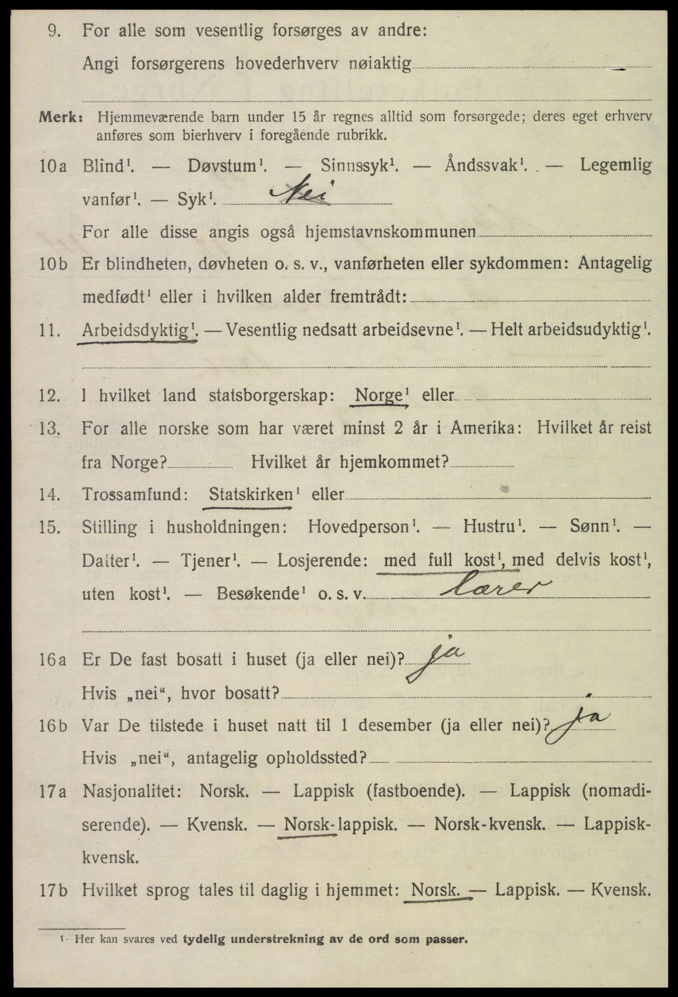 SAT, 1920 census for Verdal, 1920, p. 5334